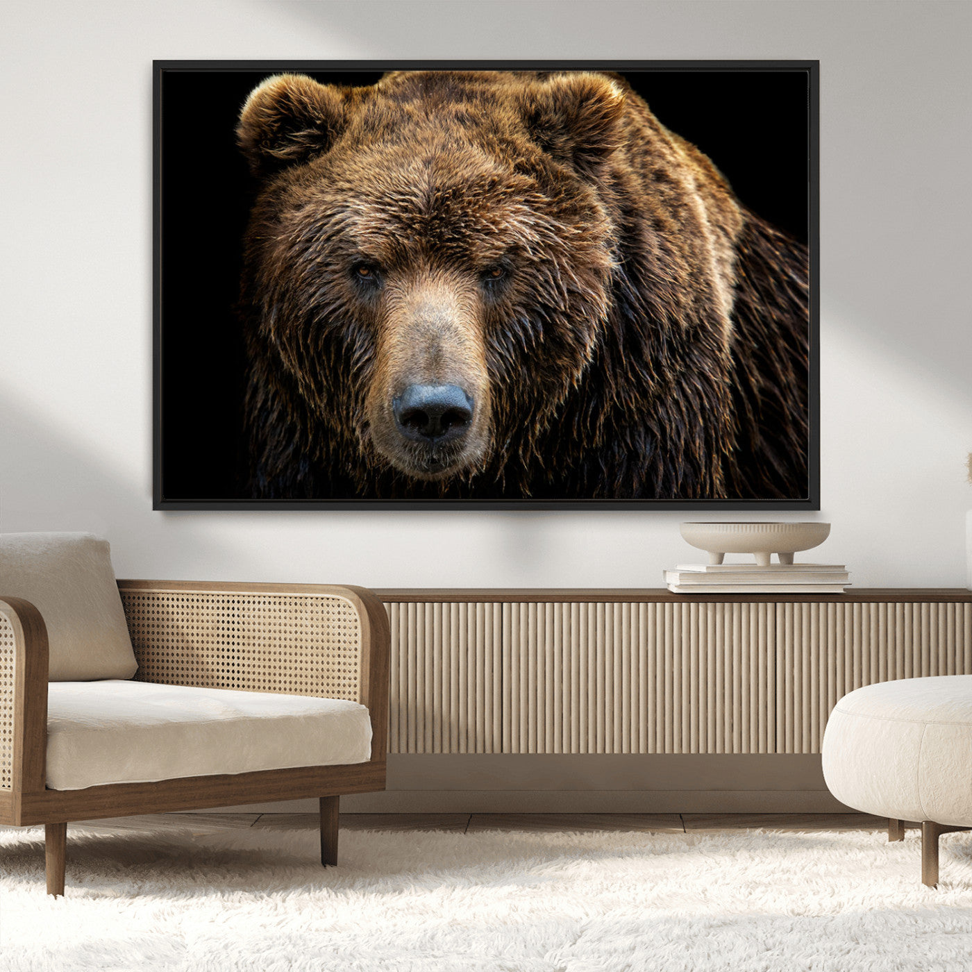 MGV-FC-36X24 - Grizzly Brown Bear Canvas Wall Art, Wildlife Animal Canvas Artwork Bear Print, Bear Wall Art Print,