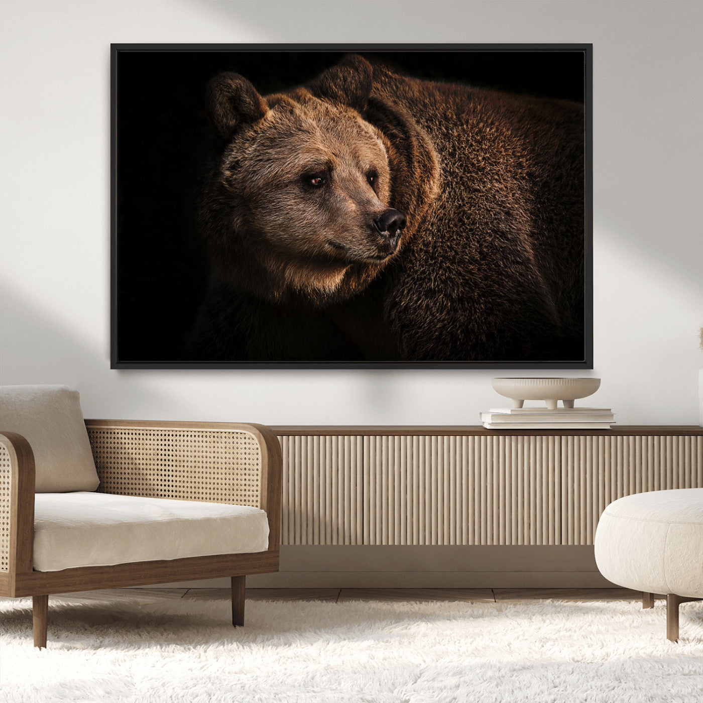 MGV-FC-36X24 - Wild Grizzly 399 Bear Canvas Wall Art Print, Bear Animal Canvas Artwork Print, Black Bear Wall Art