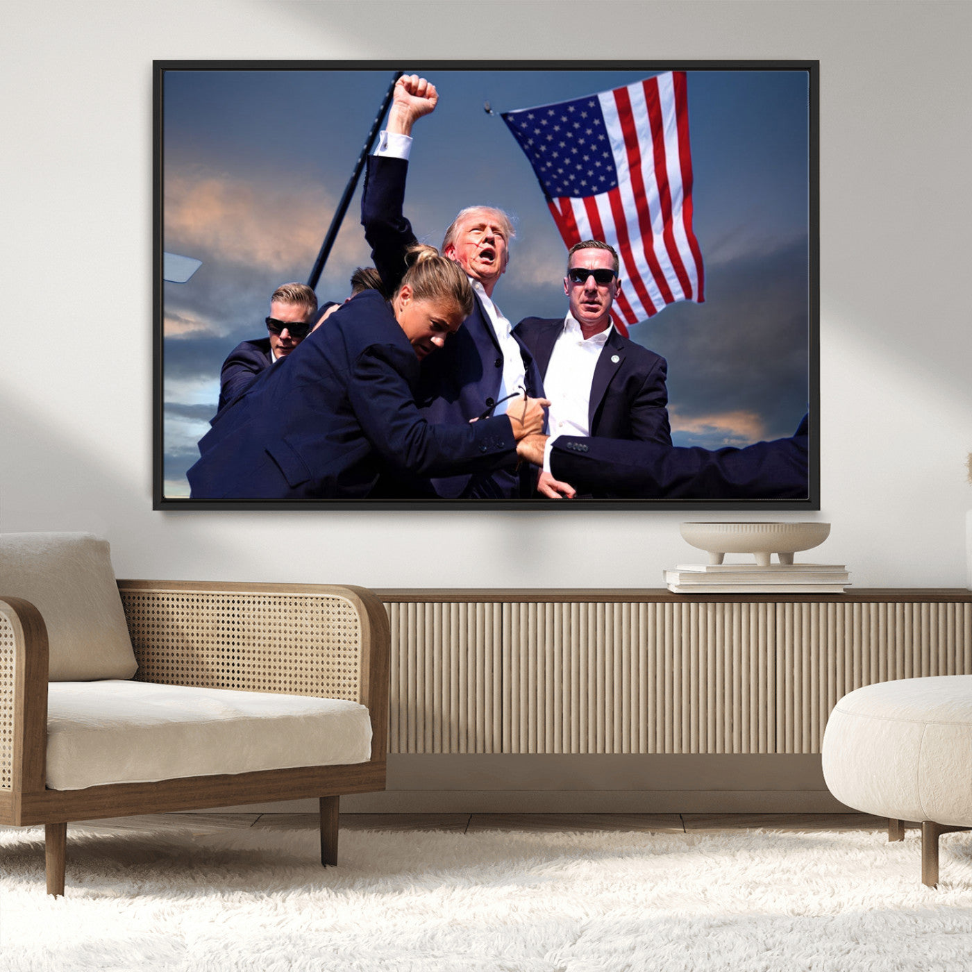 MGV-FC-36X24 - Donald Trump Assassination Attempt Wall Art Print, Trump Historic Footage - Iconic Reaction by Trump