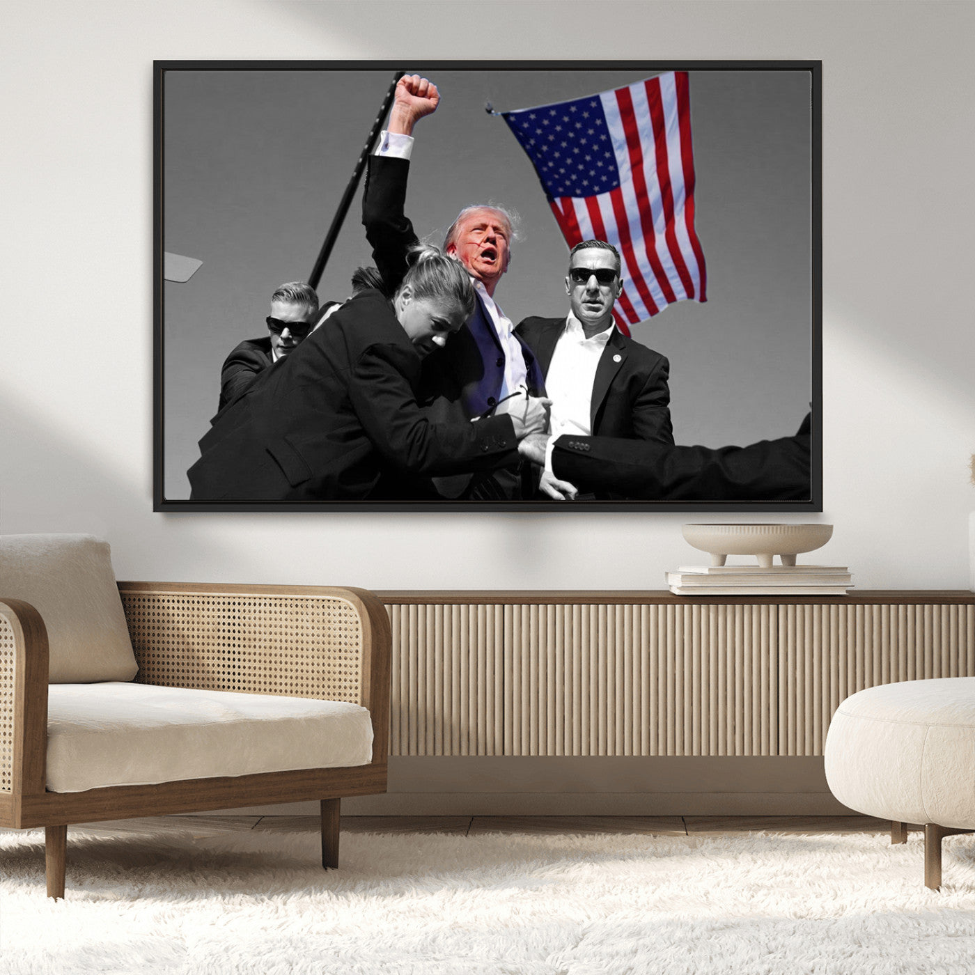 MGV-FC-36X24 - Donald Trump Assassination Attempt Wall Art Print, Trump Historic Footage - Iconic Reaction by Trump
