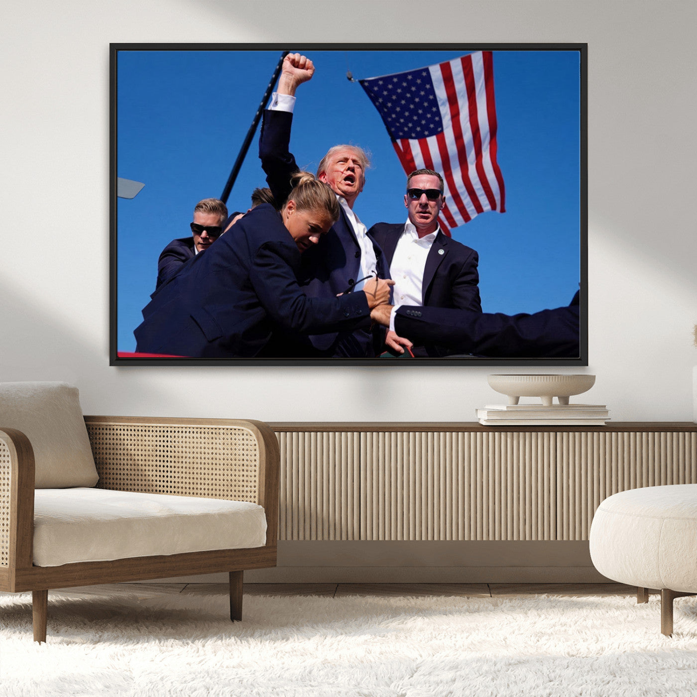 MGV-FC-36X24 - Donald Trump Assassination Attempt Wall Art Print, Trump Historic Footage - Iconic Reaction by Trump