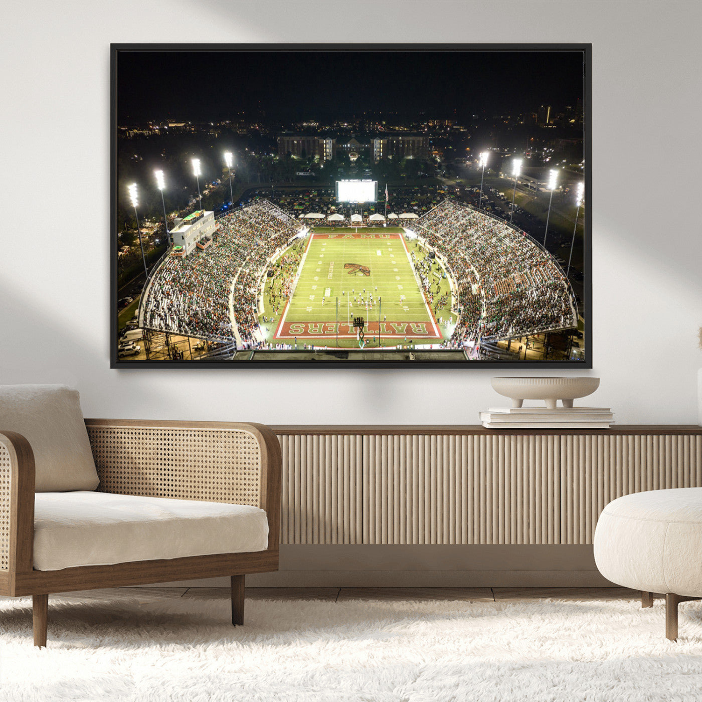 MGV-FC-36X24 - Florida A&M Rattlers Football Team Print - Tallahassee Bragg Memorial Stadium Wall Art Canvas Print