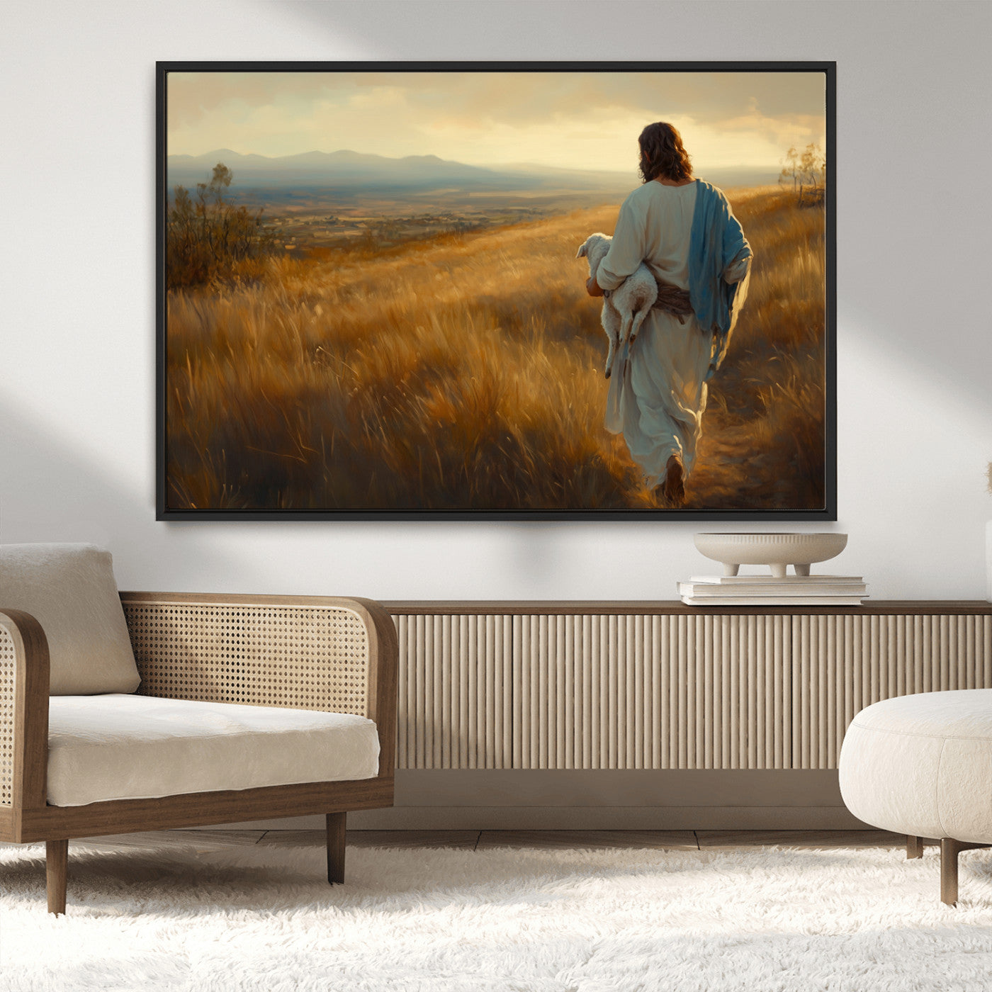MGV-FC-36X24 - Jesus the Good Shepherd Wall Art Canvas Print - Inspirational Christian Religious Print for Prayer