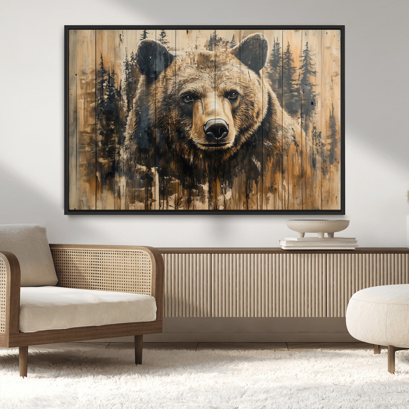 MGV-FC-36X24 - Majestic Grizzly 399 Bear Wall Art | 3-Panel Rustic Canvas Print for Living Room, Office, or Cabin