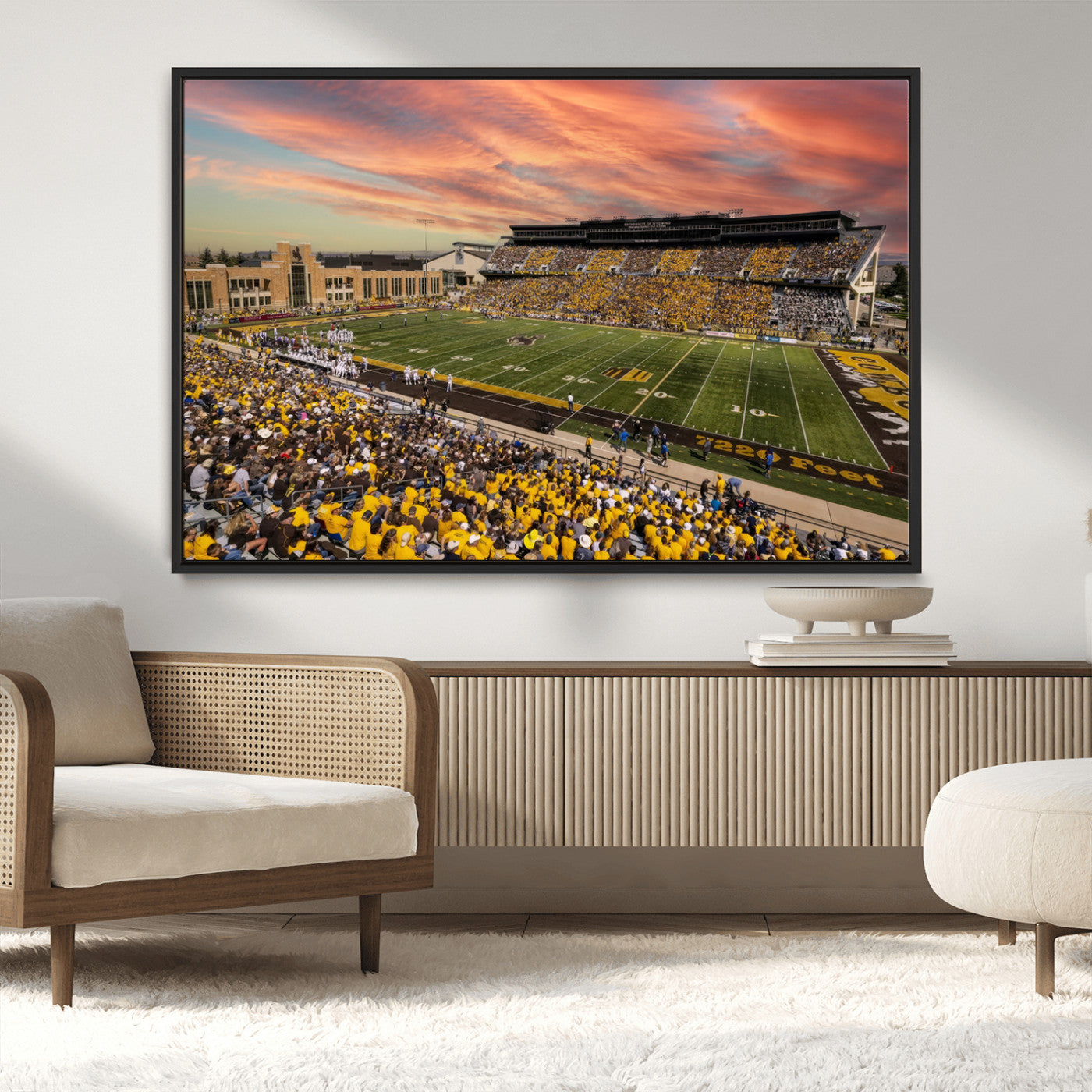 MGV-FC-36X24 - University of Wyoming Cowboys Football Team Print - Laramie Jonah Field War Memorial Stadium Wall