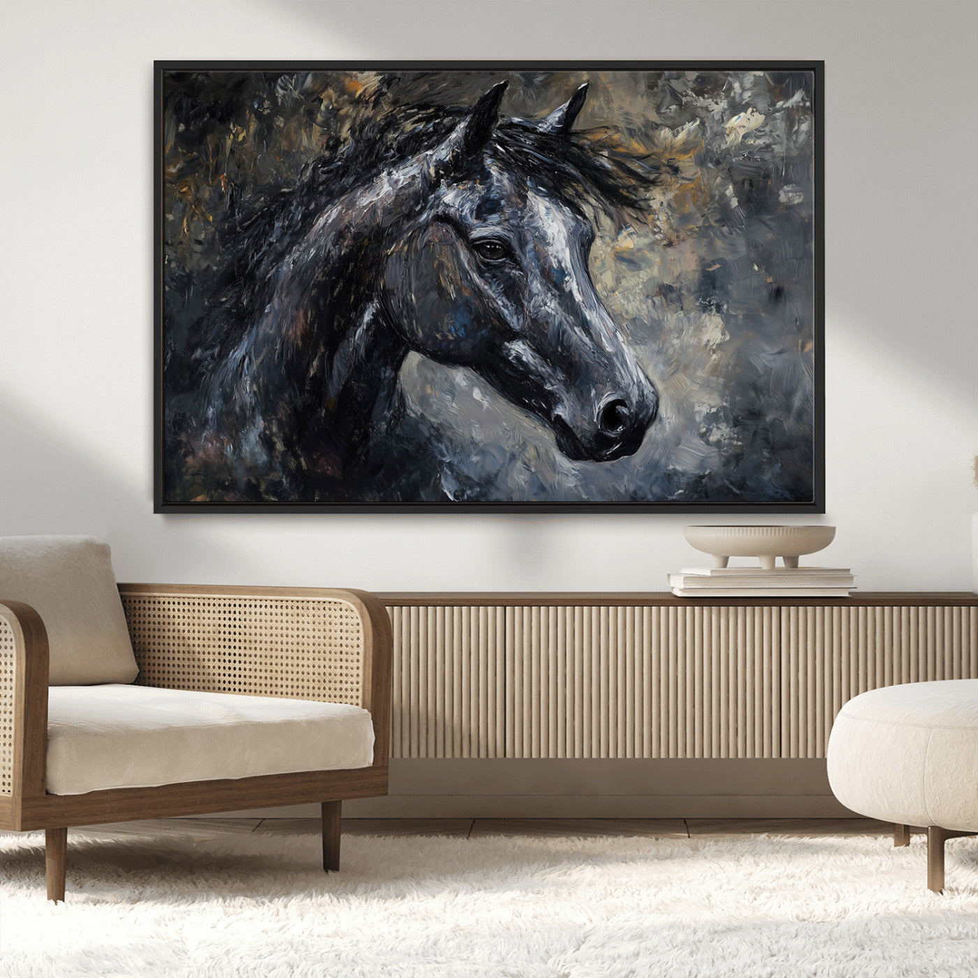 MGV-FC-36X24 - Large Abstract Horse Wall Art Canvas Print | Farmhouse Wall Decor | Rustic Horse Art | Western Cabin