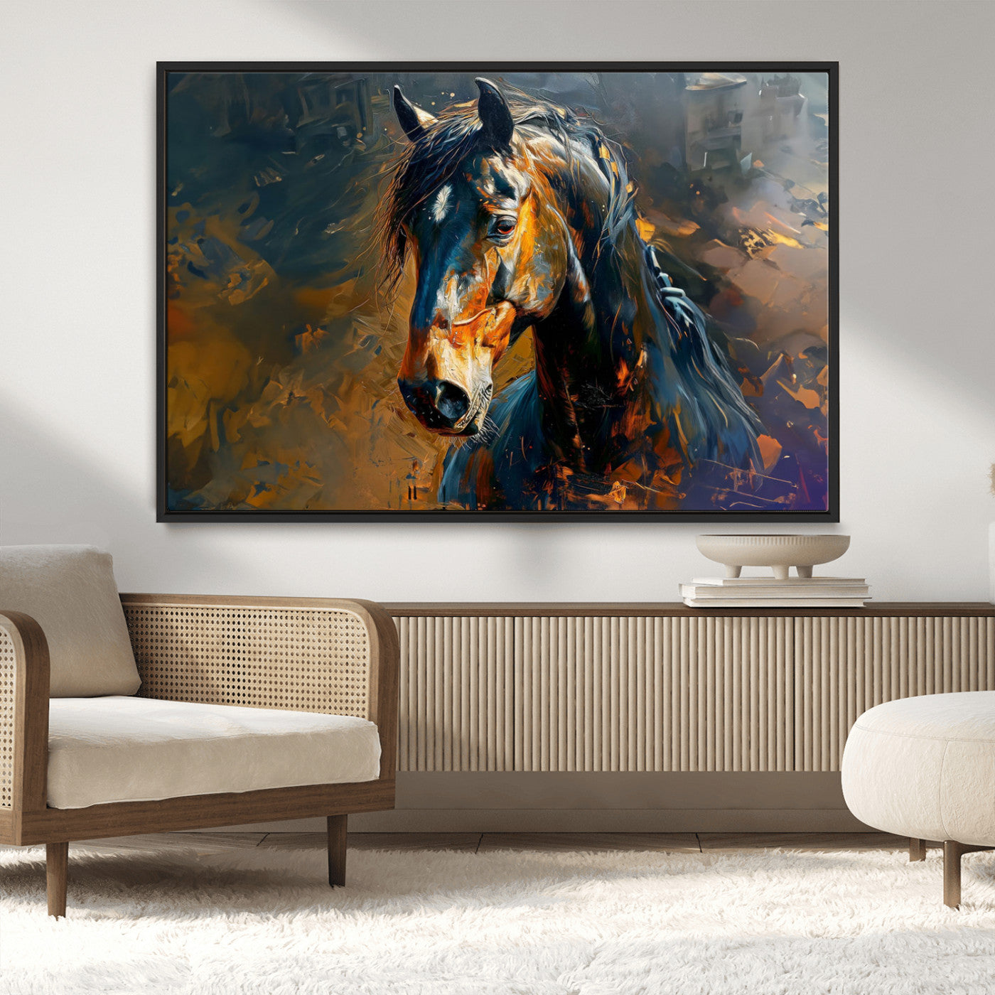 MGV-FC-36X24 - Abstract Horse Wall Art Canvas Print | Farmhouse Wall Decor | Western Cabin Art | Rustic Horse Decor