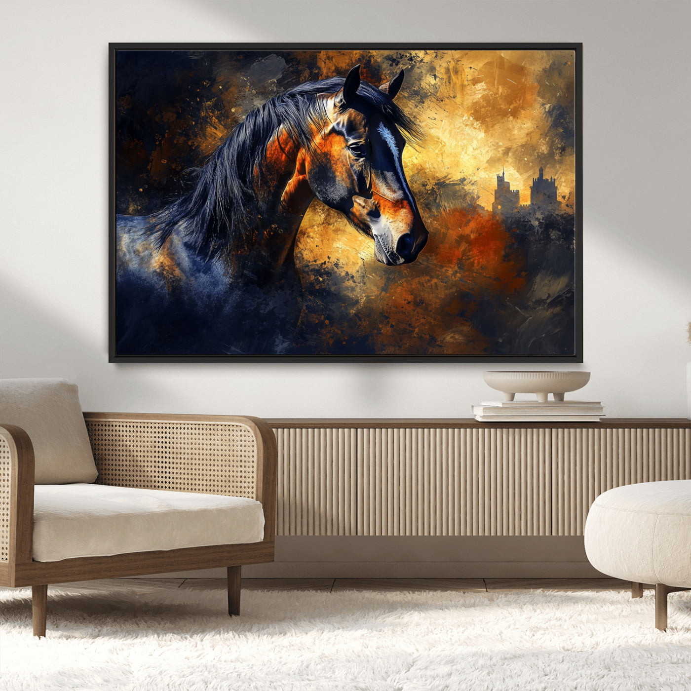 MGV-FC-36X24 - Abstract Horse Art Print - Abstract Canvas Wall Art | Perfect for Rustic Farmhouse, Modern, or