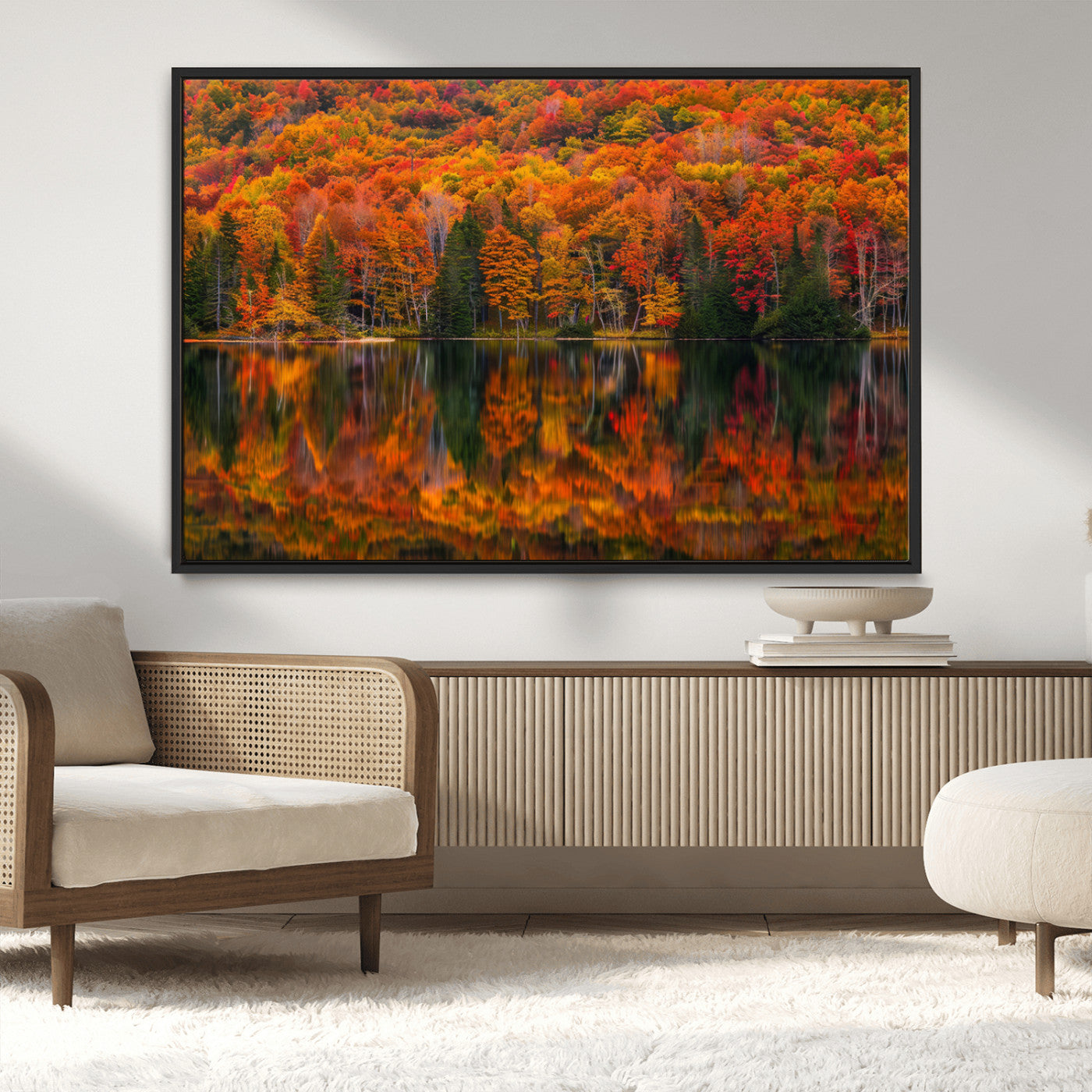 MGV-FC-36X24 - Fall Foliage Wall Art - Autumn Reflection Canvas Print, Stunning Fall Foliage Wall Art, Serene Lake