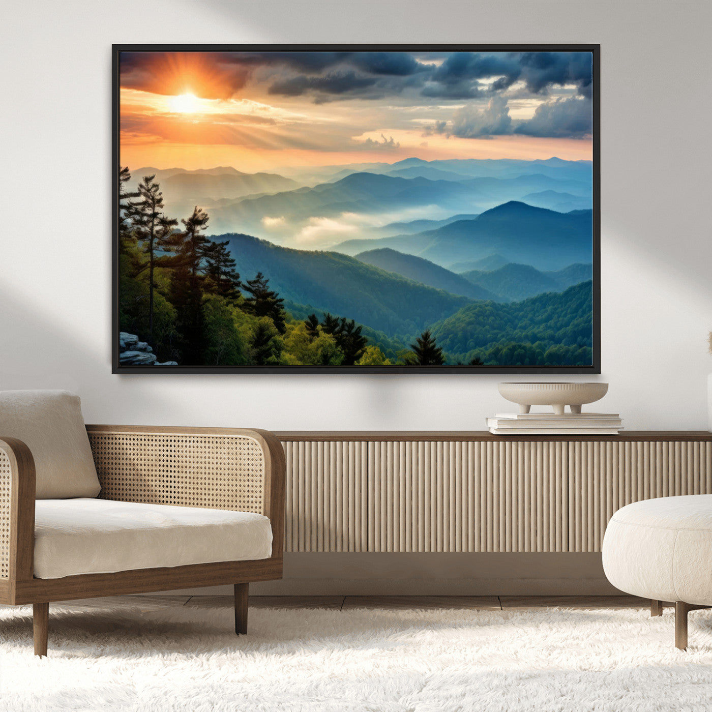MGV-FC-36X24 - Sunrise Over Mountain Range Wall Art Canvas Print, Farmhouse Wall Decor, Cabin Wall Art
