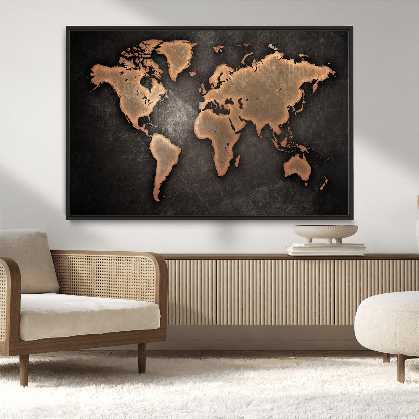 MGV-FC-36X24 - Push Pin World Map Canvas Print – Framed Wall Art for Couples to Track Their Travels – Anniversary
