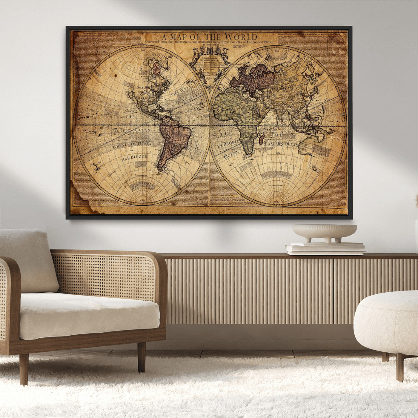 MGV-FC-36X24 - Push Pin World Map Canvas Print – Framed Wall Art for Couples to Track Their Travels – Anniversary