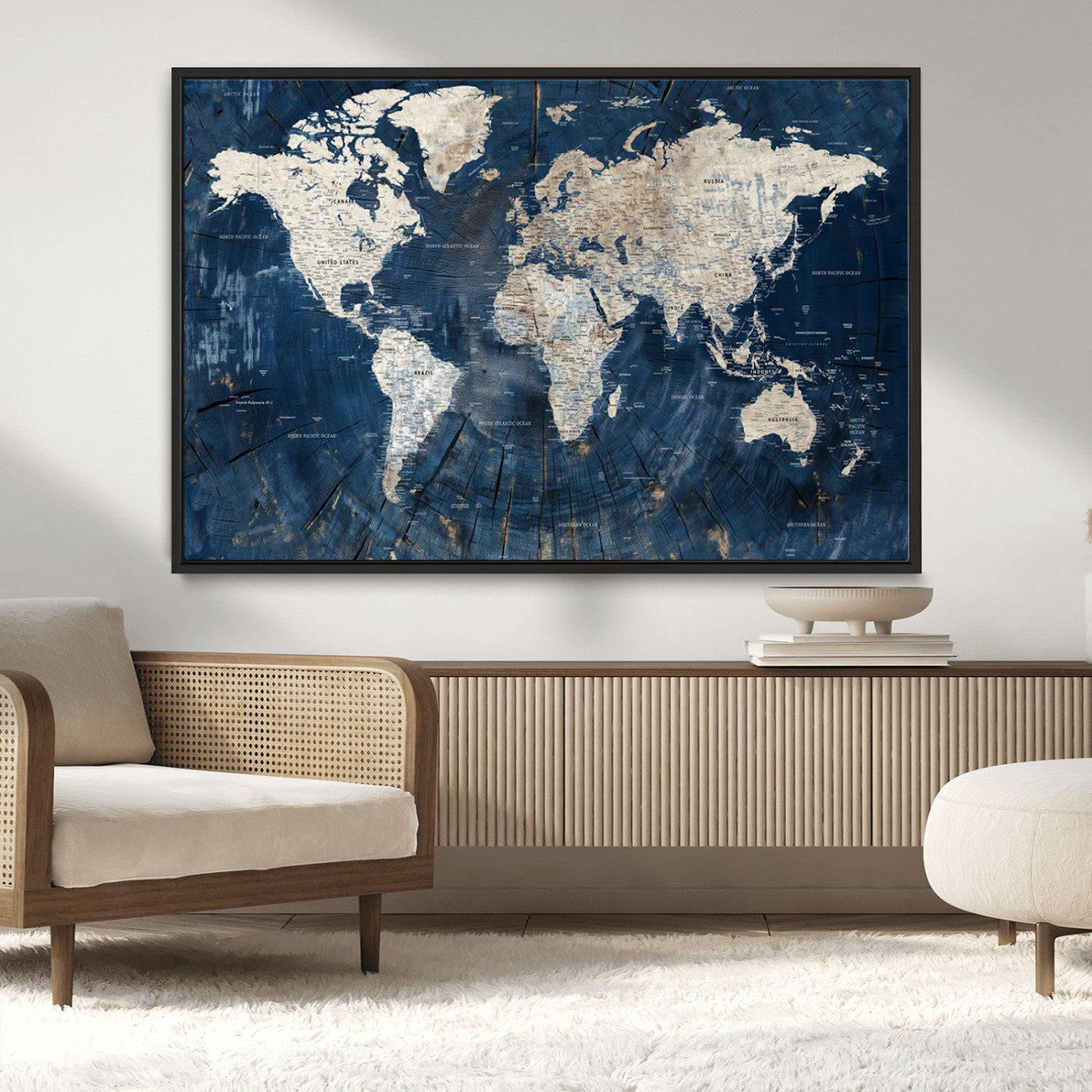 MGV-FC-36X24 - Push Pin World Map Canvas Print – Framed Wall Art for Couples to Track Their Travels – Anniversary