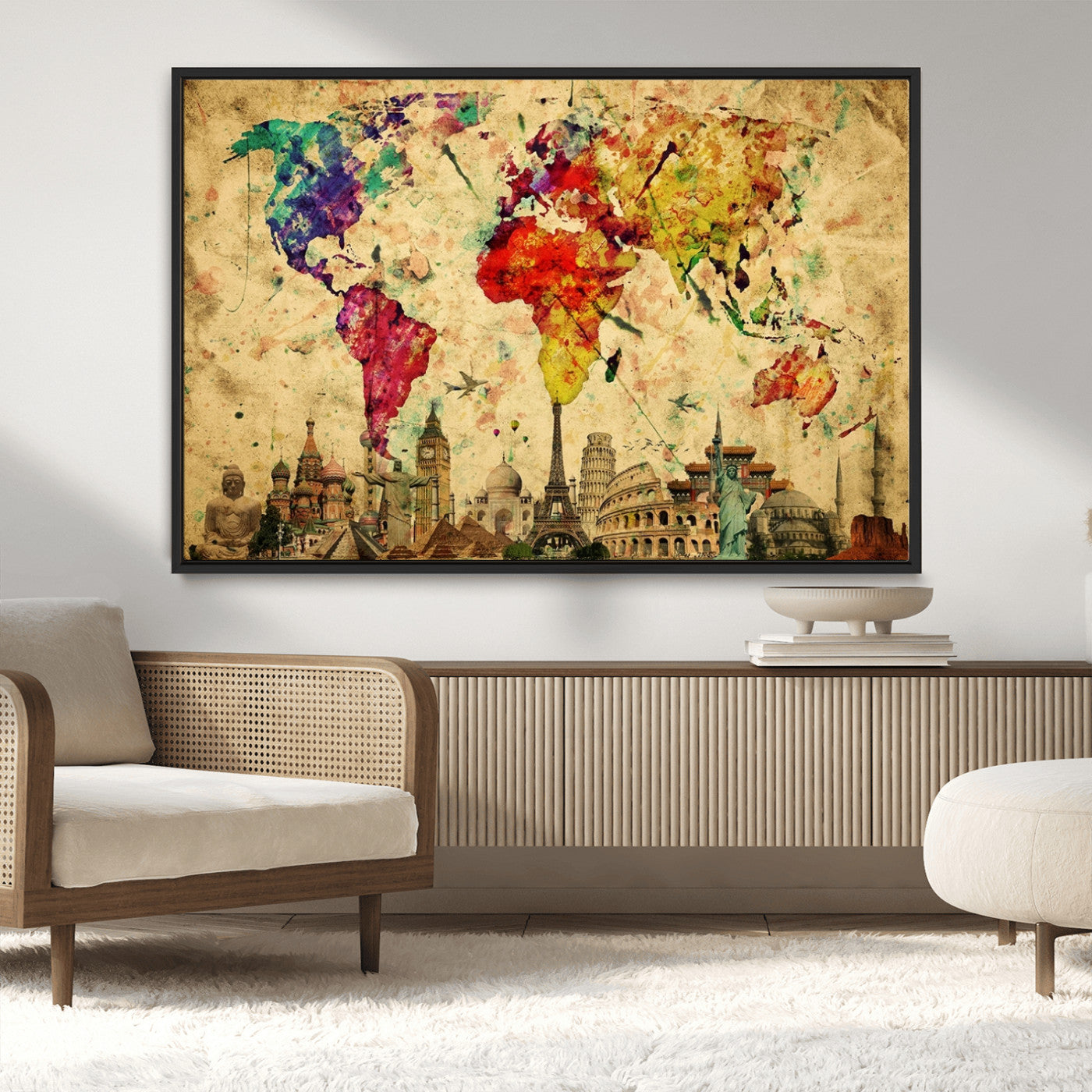 MGV-FC-36X24 - Colorful World Map Wall Art World Map Canvas Print