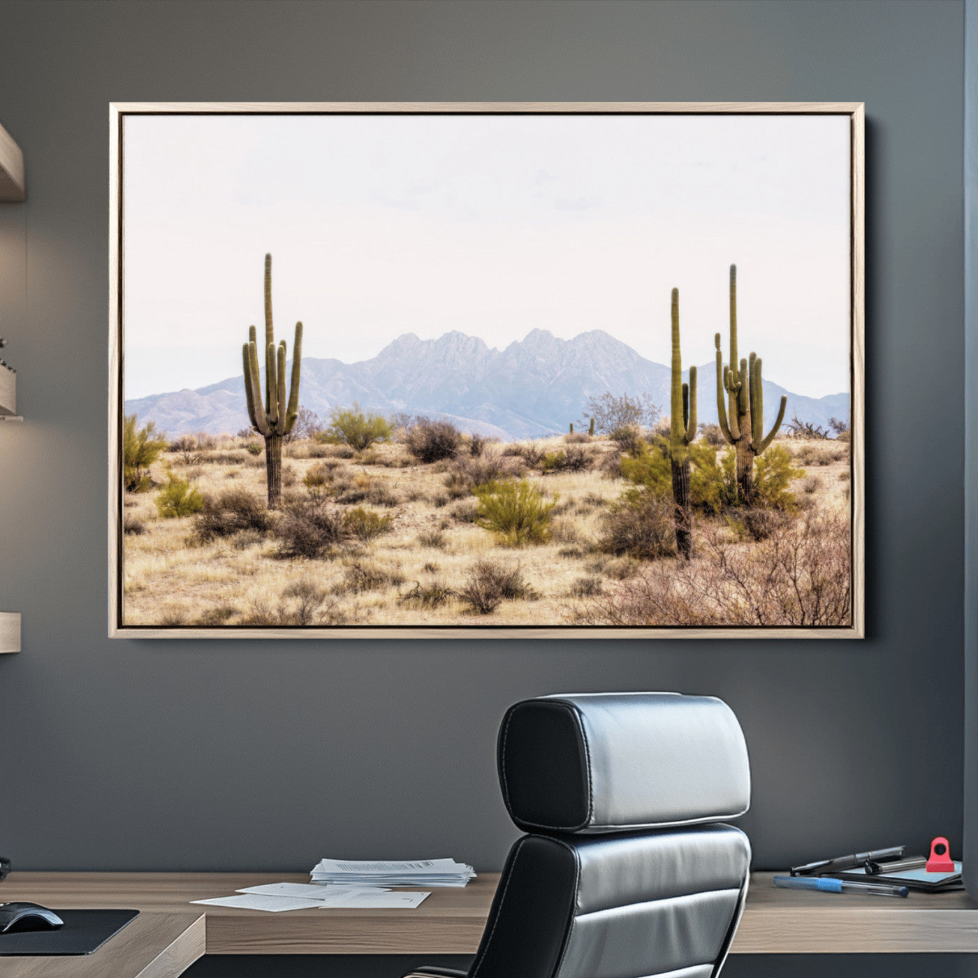 97436-MGV-CV-36X24-Arizona Desert Wall Art Print | Arizona Desert Canvas Print with Saguaro Cacti | Southwestern Landscape Wall Art | Framed Farmhouse Decor