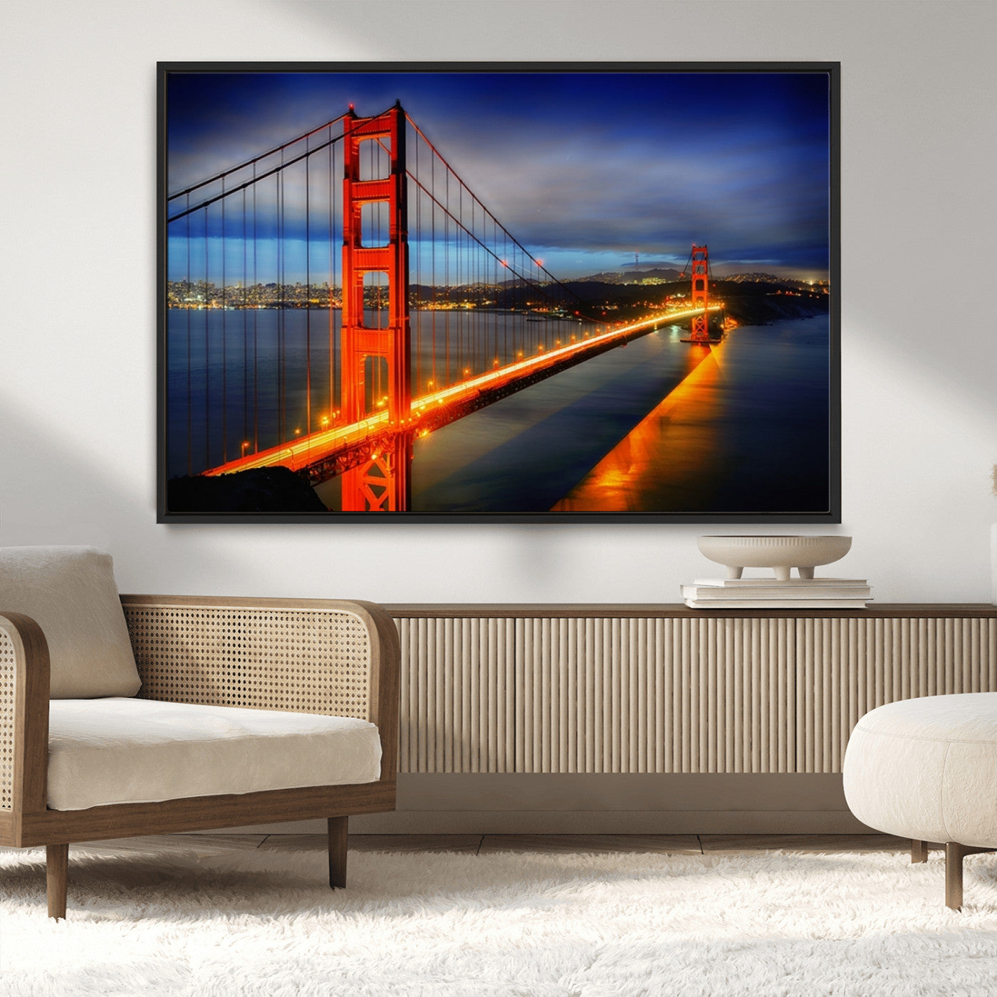 MGV-FC-36X24 - Large Wall Art San Francisco Canvas Print - Wonderful Golden Gate Bridge at Twilight