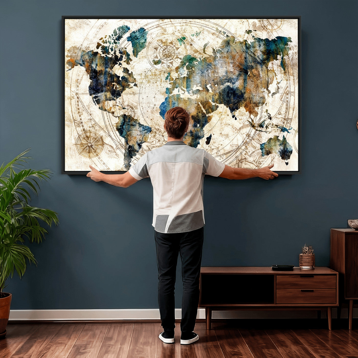 10554-MGV-CV-36X24 - Abstract World Map Art Print Canvas Print