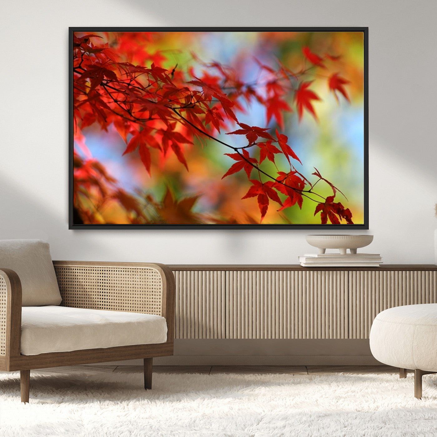 MGV-FC-36X24 - Red Leaves Autumn Forest Wall Art Canvas, Red Leaves Autumn Forest Canvas Print