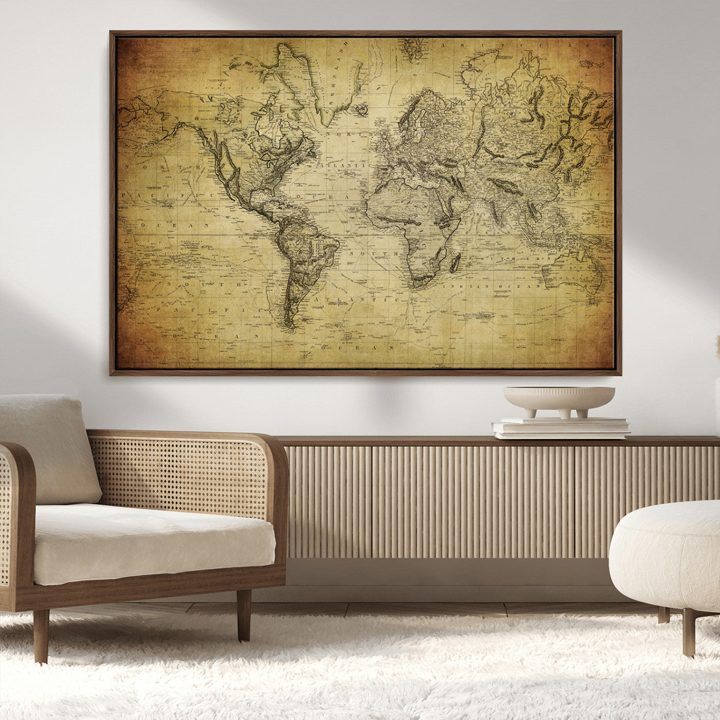 MGV-FC-36X24 - Push Pin World Map Canvas Print – Framed Wall Art for Couples to Track Their Travels – Anniversary