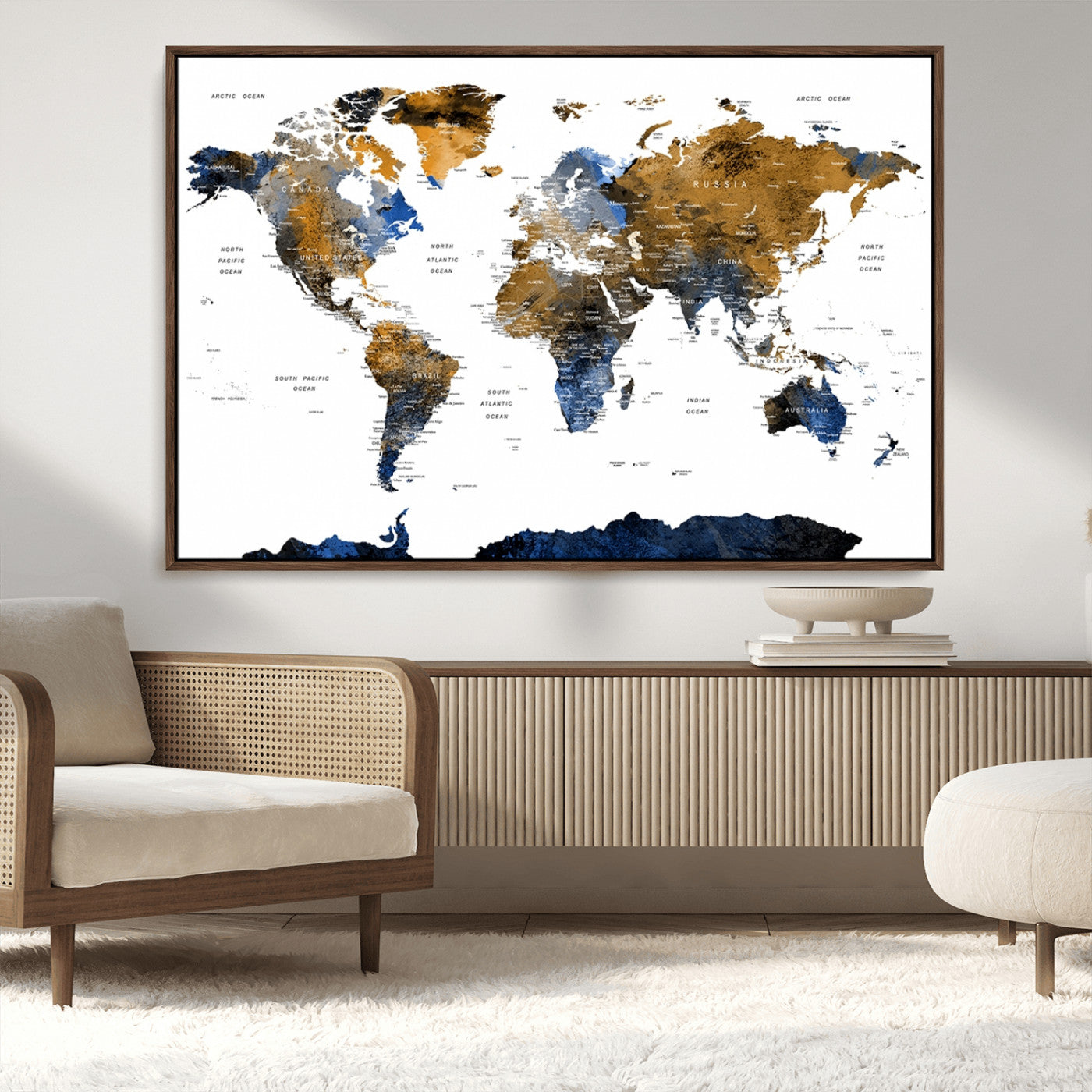 MGV-FC-36X24 - World Map Wall Art Canvas Print for Home and Office Decor