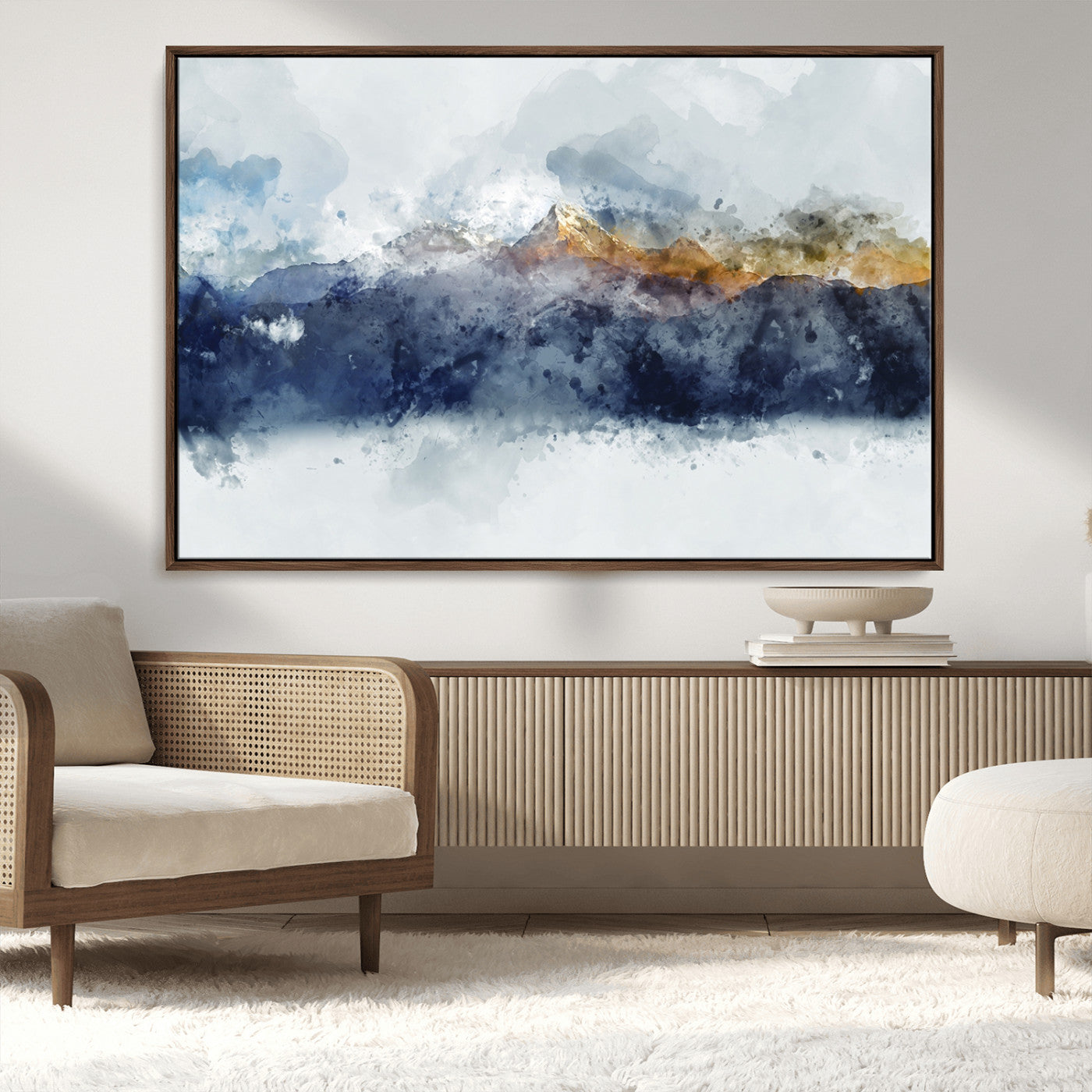 89149-MGV-CV-36X24-Abstract Mountain Range Art Canvas Print | 3 Panel Watercolor Landscape for Living Room, Office, or Bedroom | Large Ready-to-Hang Artwork