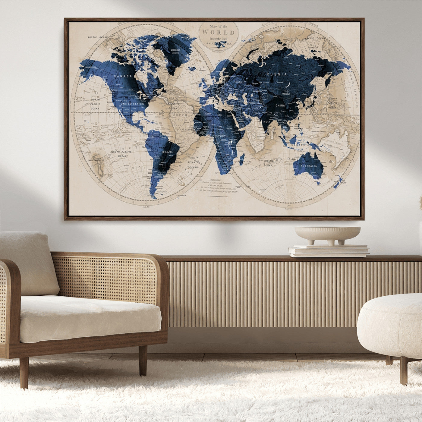 MGV-FC-36X24 - World Map Wall Art Canvas Print for Home and Office Decor