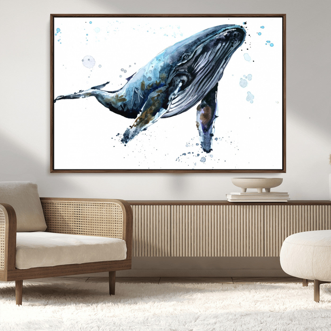 MGV-FC-36X24 - Watercolor Whale Wall Art Canvas Print