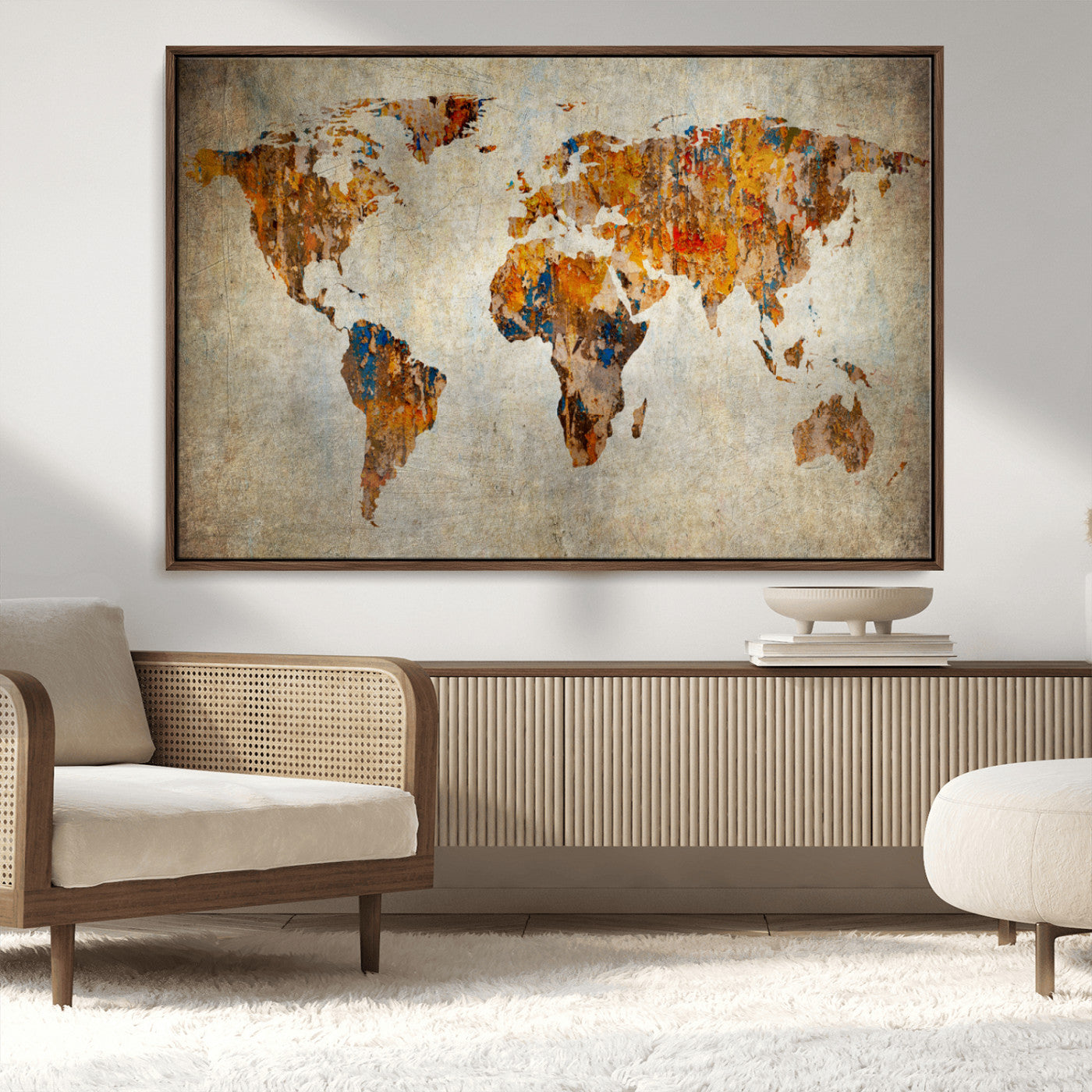 MGV-FC-36X24 - Push Pin World Map Canvas Print – Framed Wall Art for Couples to Track Their Travels – Anniversary