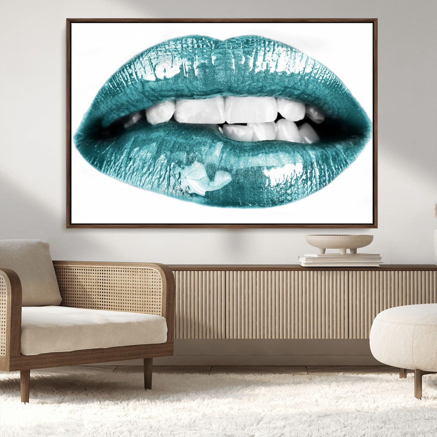 MGV-FC-36X24 - Blue Lips Wall Art Canvas Print