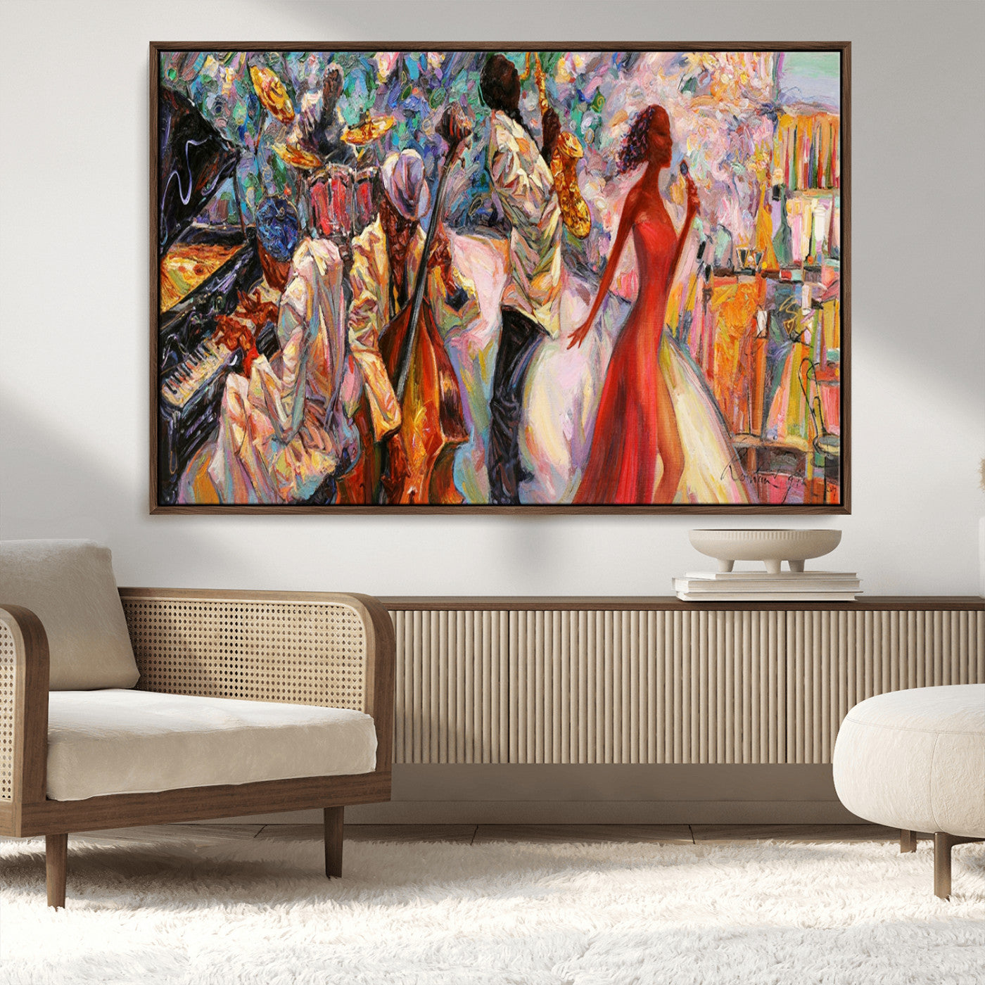 MGV-FC-36X24 - Abstract Afro American Jazz Canvas Wall Art | Music-Inspired Painting for Dining Room, Living Room,