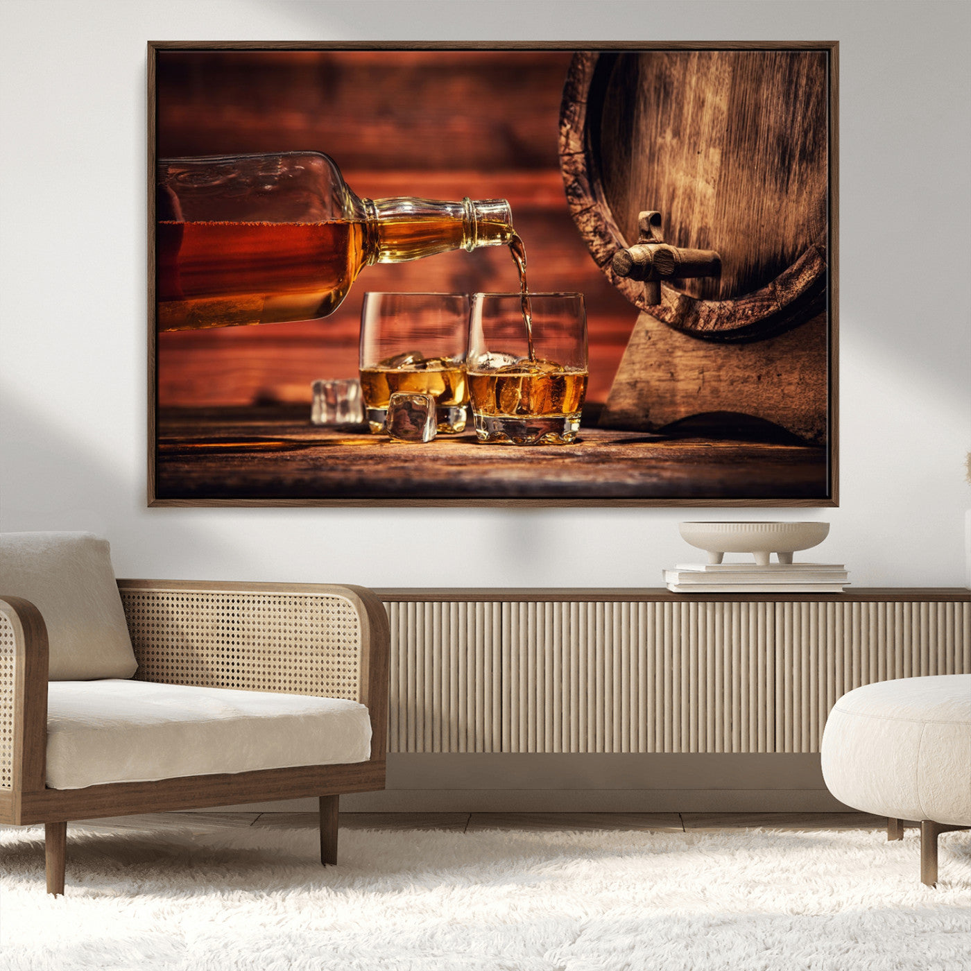 MGV-FC-36X24 - Whiskey and Cigar Canvas Wall Art | 3 Panel Bar Room Decor for Home Lounge, Office, or Man Cave |