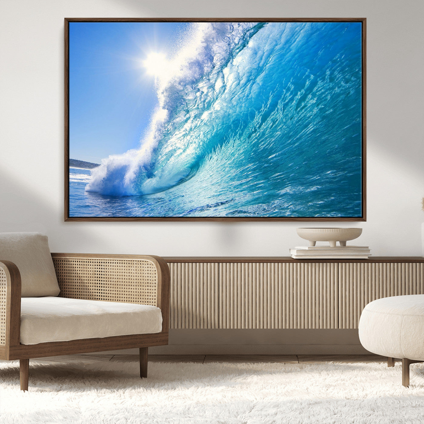 MGV-FC-36X24 - Blue Big Wave Surfing Ocean Canvas Wall Art Artwork Print , Surf Wall Art, Sea Wall Art
