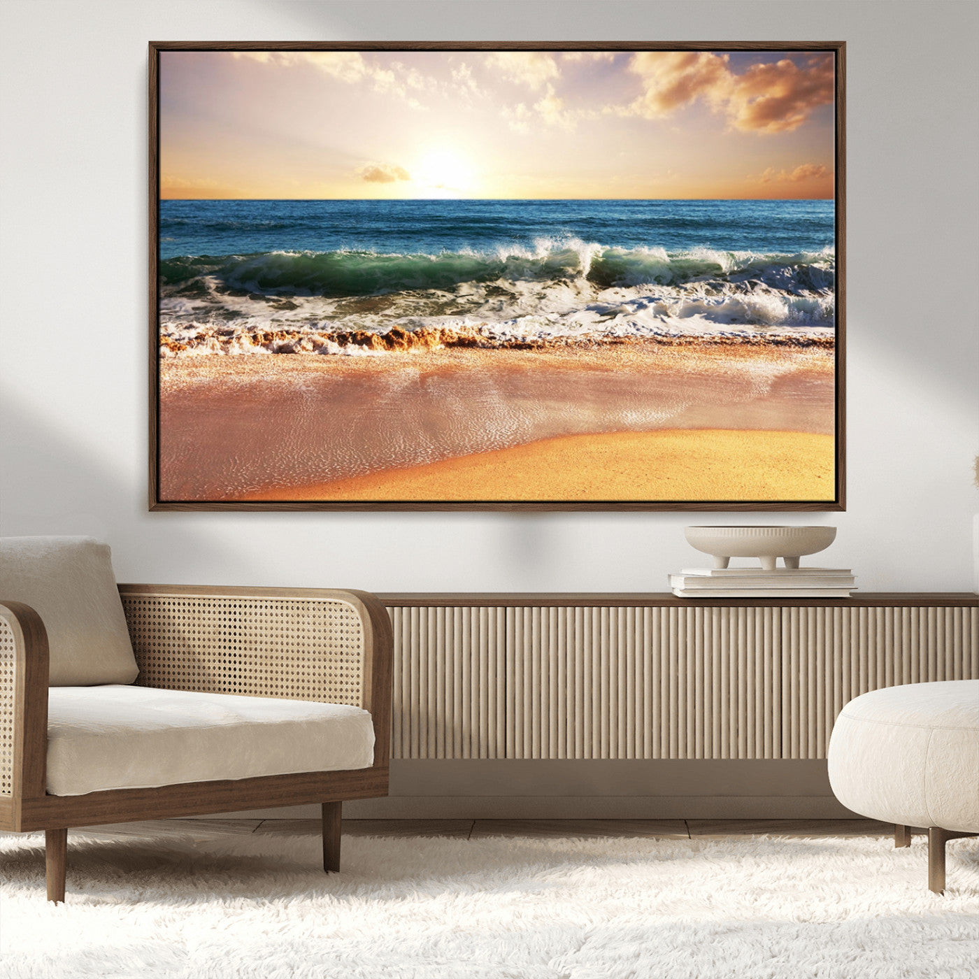 MGV-FC-36X24 - Serene Beach Path Canvas Art, Giclee Canvas Print with Gallery Wrap, Coastal Sand Dunes Wall Art Featuring Canon Print Quality