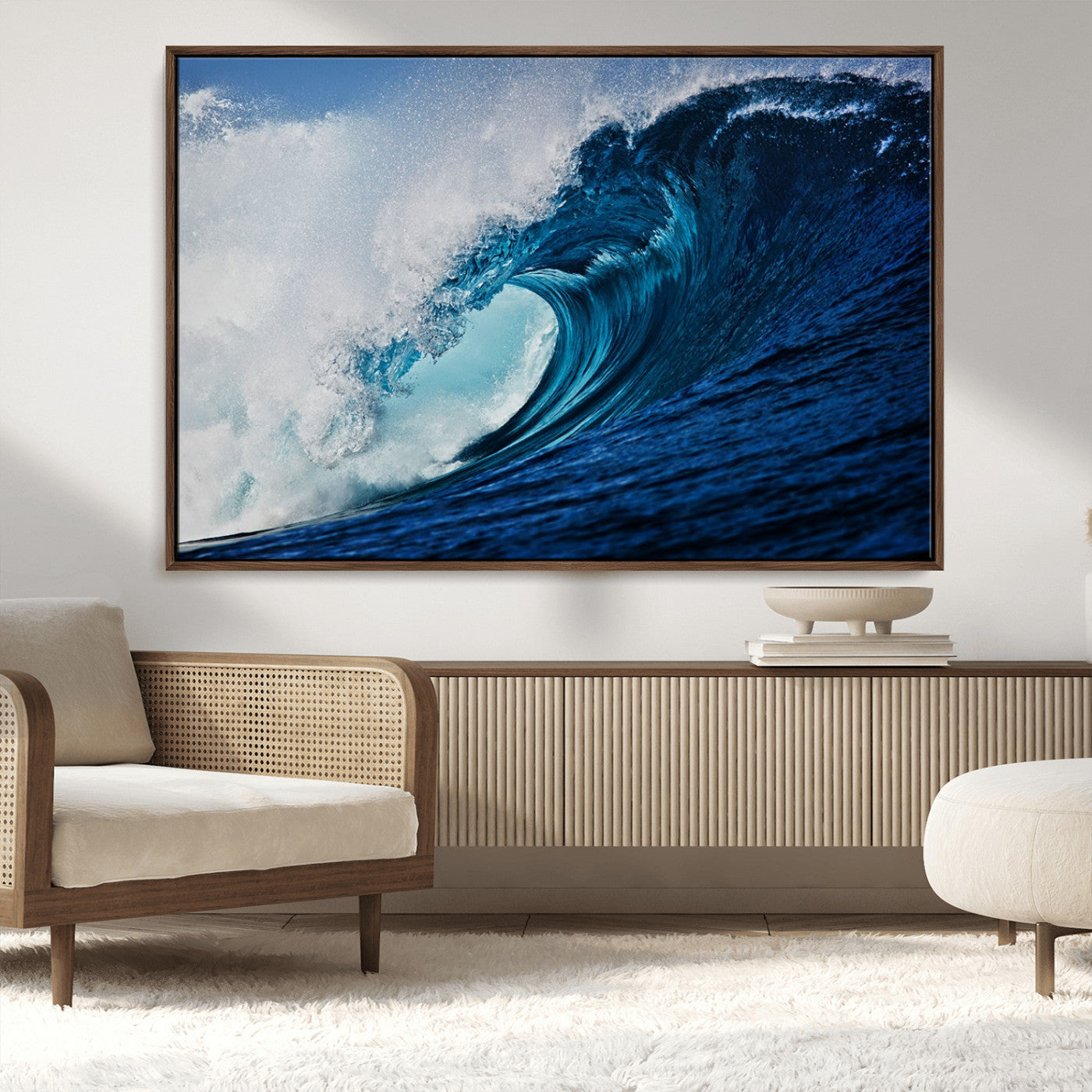 MGV-FC-36X24 - Ocean Wave at Sunset Canvas Art, Large Wall Print of Vibrant Water Waves, Coastal Art for Living Room and Dining Room Decor