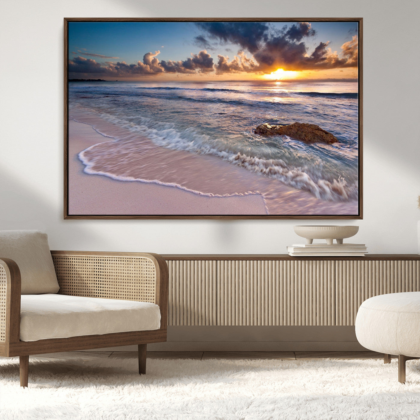 MGV-FC-36X24 - Sea Ocean Sunset Beach Wall Art Canvas Print