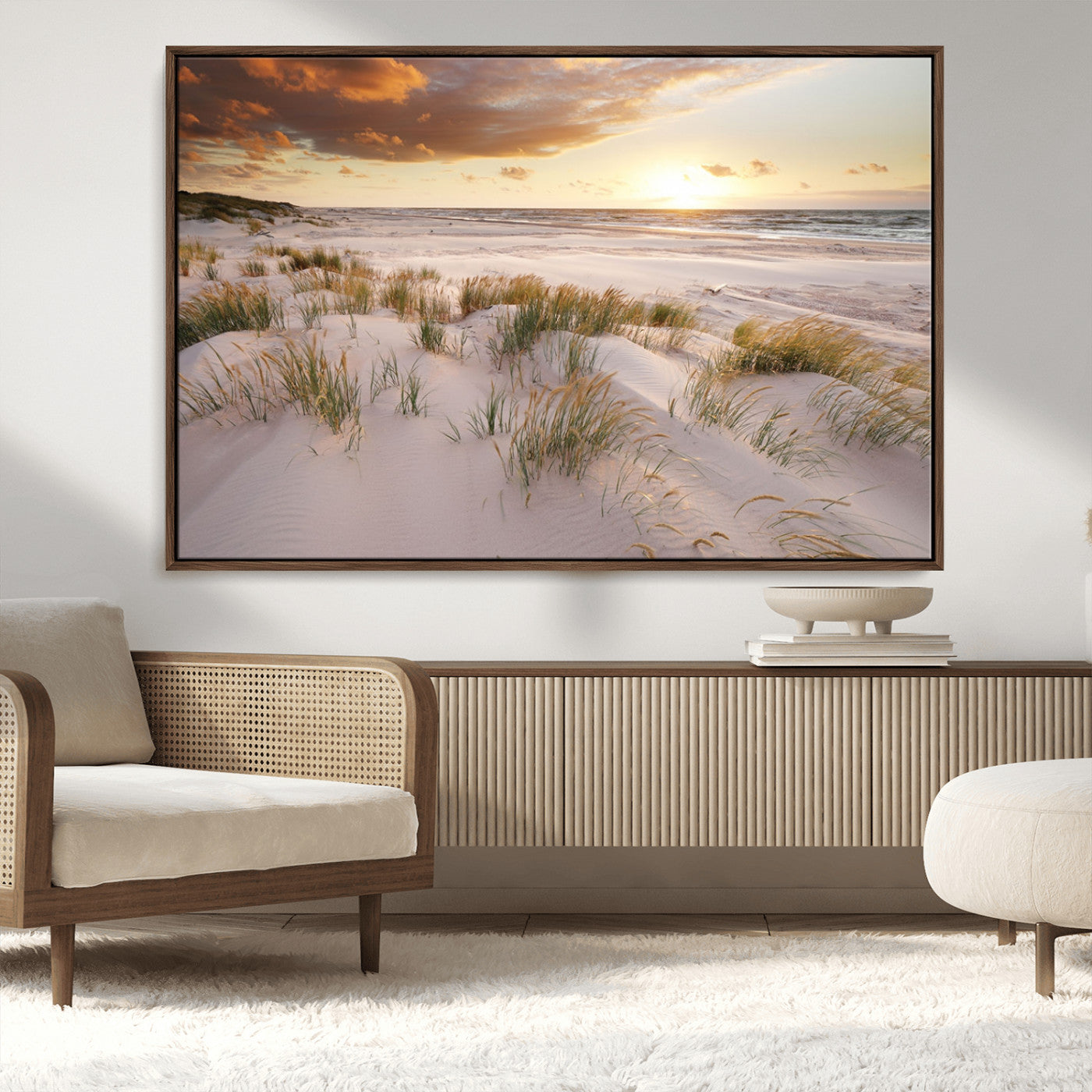 MGV-FC-36X24 - Flight Over Coastal Beach Landscape, Flight Over Coastal Beach Print Canvas Wall Art