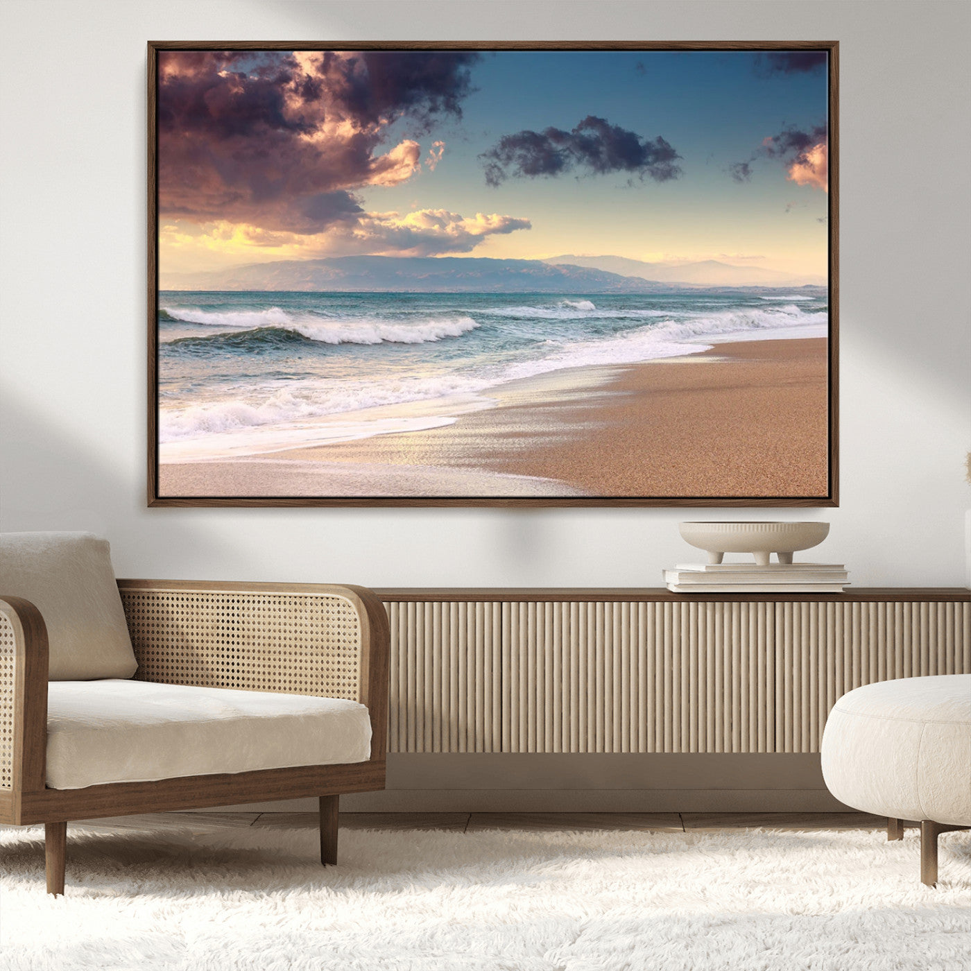 MGV-FC-36X24 - Cloudy Weather Beach Sunset Canvas Print | Sunrise Wall Art Canvas Print