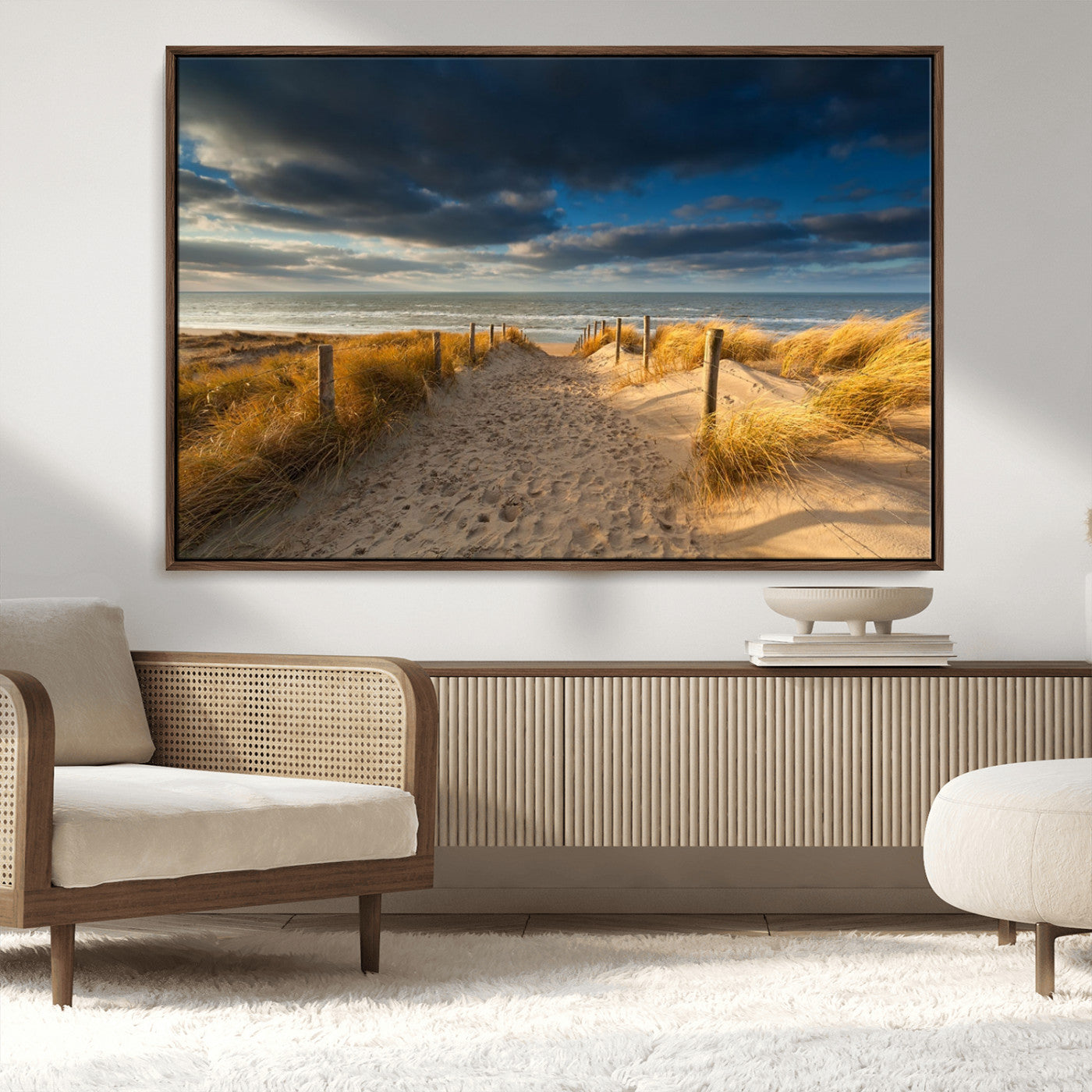MGV-FC-36X24 - Ocean Beach Dark Clouds Wall Art Canvas Print