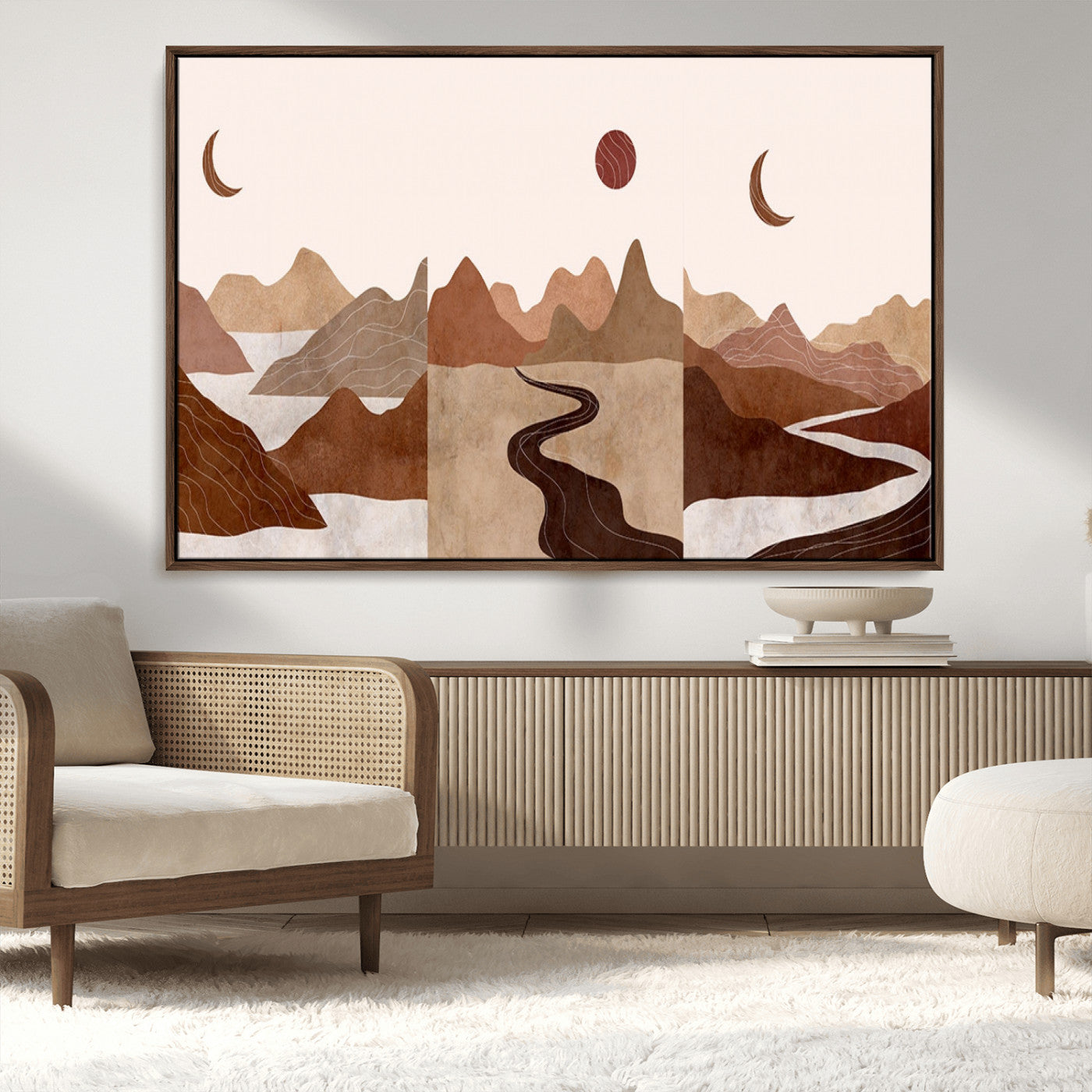 MGV-FC-36X24 - Boho Wall Art Canvas Print Set Mid-Century Prints Bohemian Wall Artwork Prints Boho Neutral