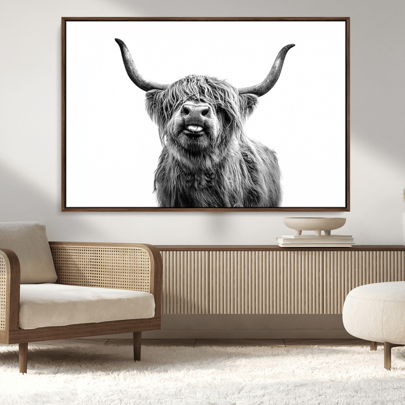 MGV-FC-36X24 - Fanny Scottish Highland Cow Cattle Art Print Farmhouse Wall Art Canvas Print