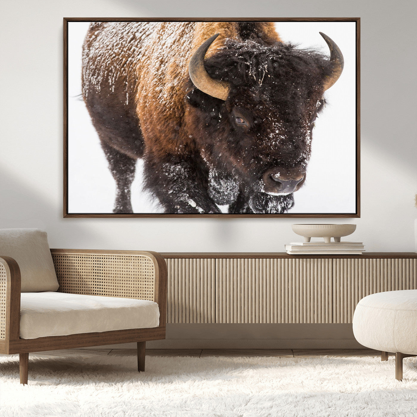 MGV-FC-36X24 - Bison Wall Art Canvas Print For Farmhouse, Wild Animal Wall Art