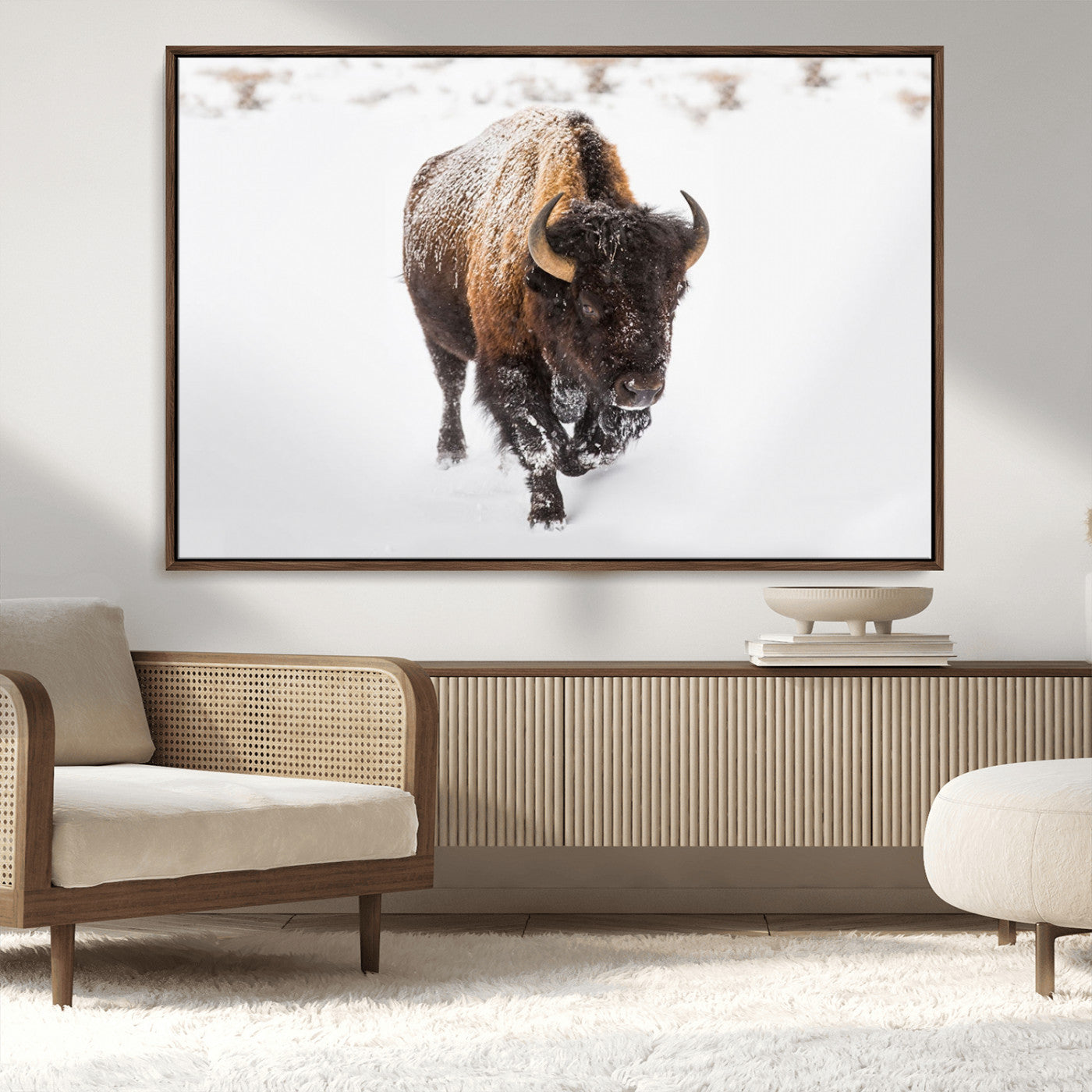 MGV-FC-36X24 - Bison Winter Wall Art Canvas Print For Farmhouse Decor