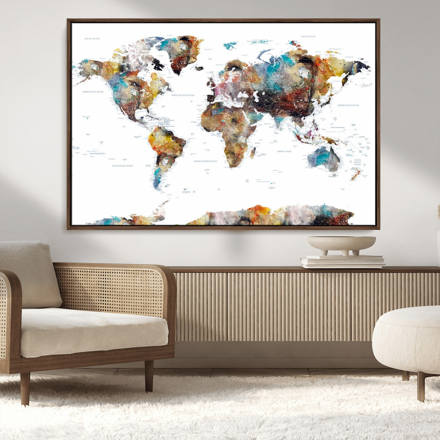MGV-FC-36X24 - Push Pin World Map Canvas Print – Framed Wall Art for Couples to Track Their Travels – Anniversary