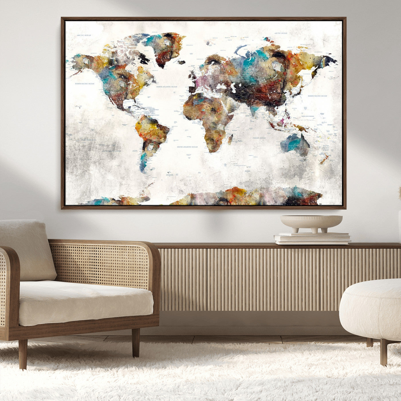 MGV-FC-36X24 - Push Pin World Map Canvas Print – Framed Wall Art for Couples to Track Their Travels – Anniversary