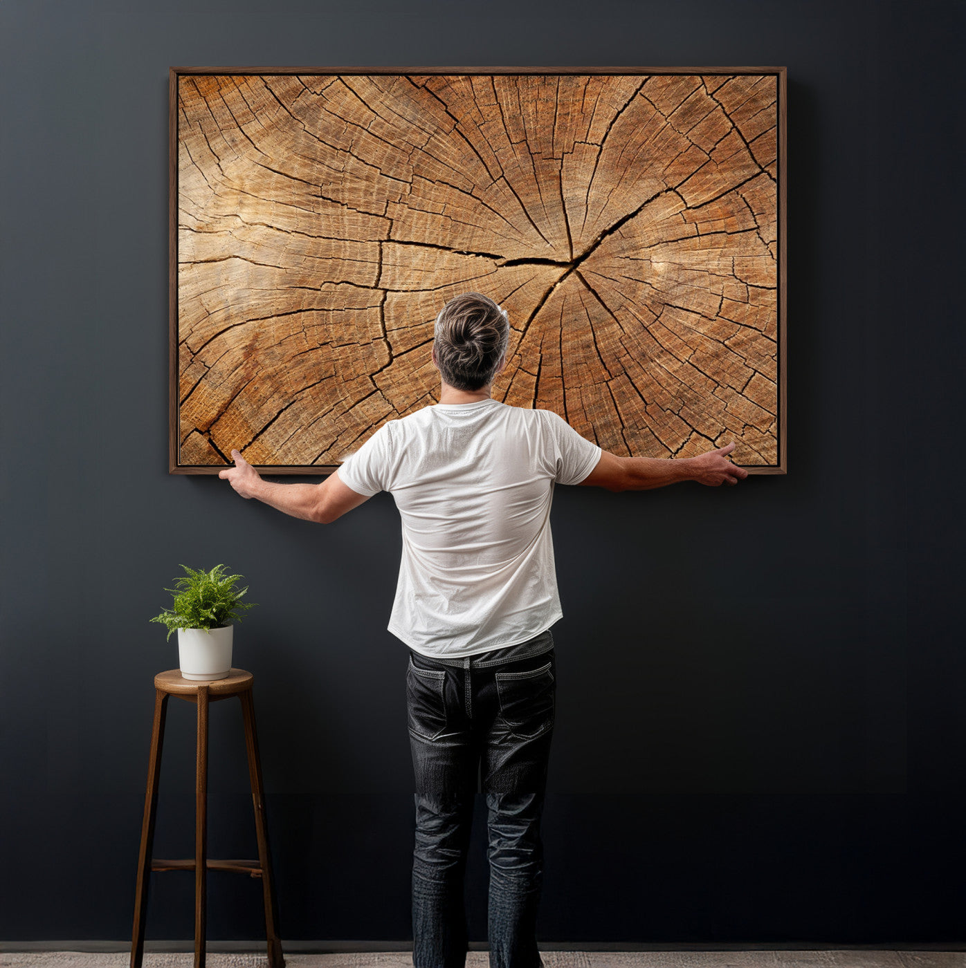 61710-MGV-CV-36X24 - Tree Ring Canvas Art, Rustic Wood Grain Wall Art, Tree Slice Decor for Modern Homes, Giclee