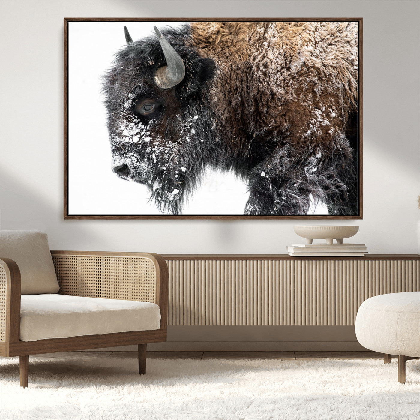 MGV-FC-36X24 - American Bison Wall Art Print | Buffalo Canvas Wall Art |  Framed and Ready to Hang Bison Print for Living Room or Office