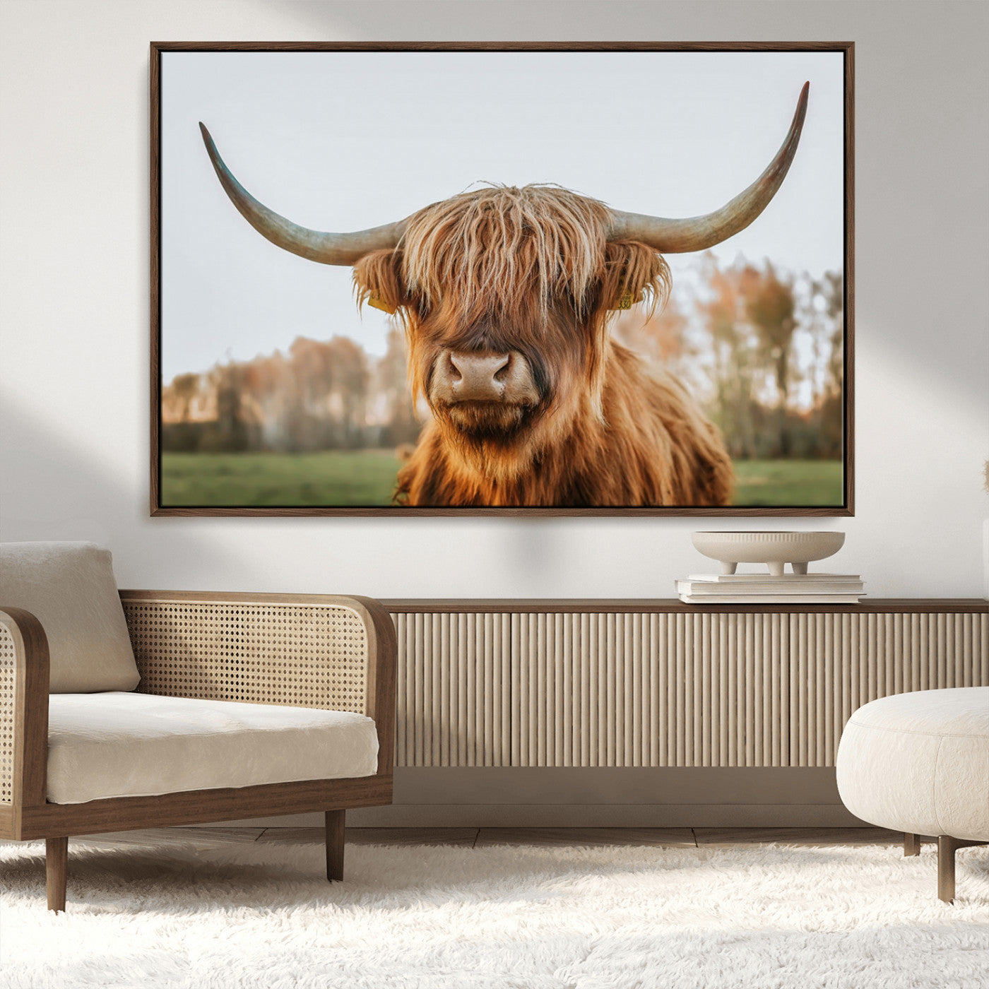 MGV-FC-36X24 - Highland Cow Animal Scottish Cattle Art Print Farmhouse Wall Art Canvas Print