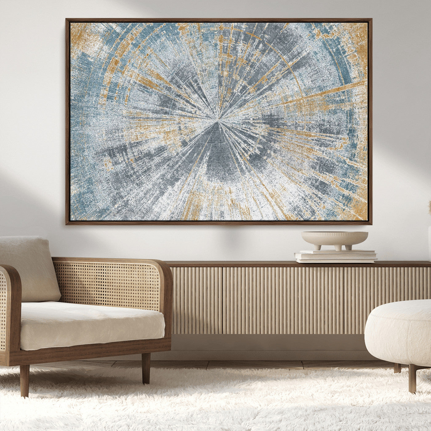 MGV-FC-36X24 - Radiant Abstract Wood Rings Canvas Art – Modern Triptych Wall Decor for Living Room or Farmhouse Decor