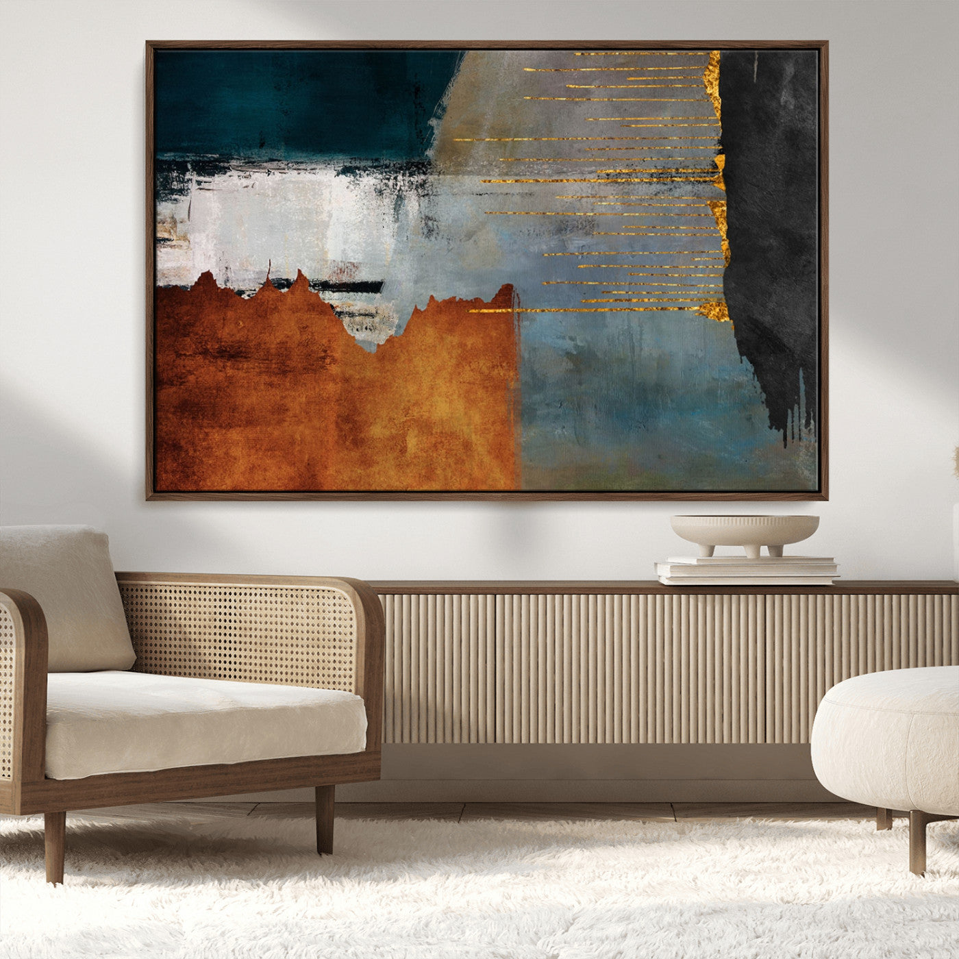 MGV-FC-36X24 - Modern Abstract Canvas Art Canvas Print - Framed and Ready to Hang Artwork for Contemporary Living Room or Office Decor