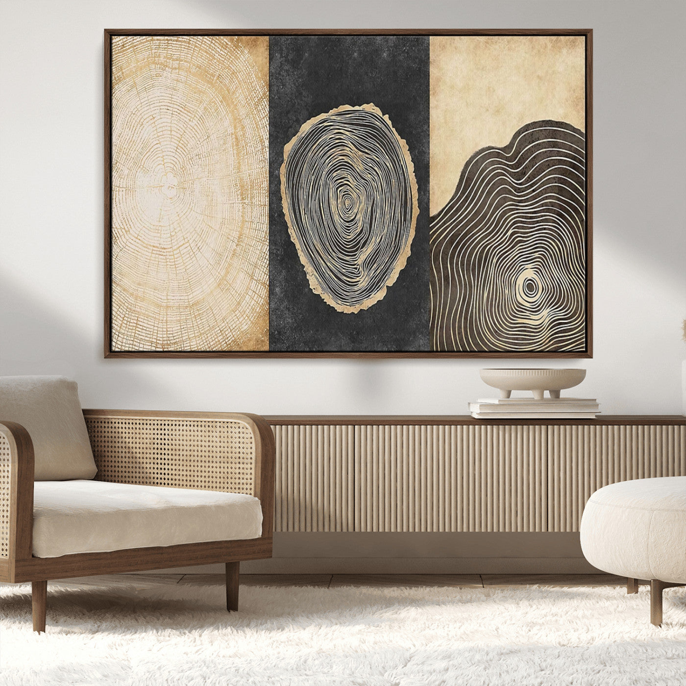 MGV-FC-36X24 - Tree Rings Canvas Wall Art Print – Minimalist Natural History in Modern Decor - Minimalist Boho Wall